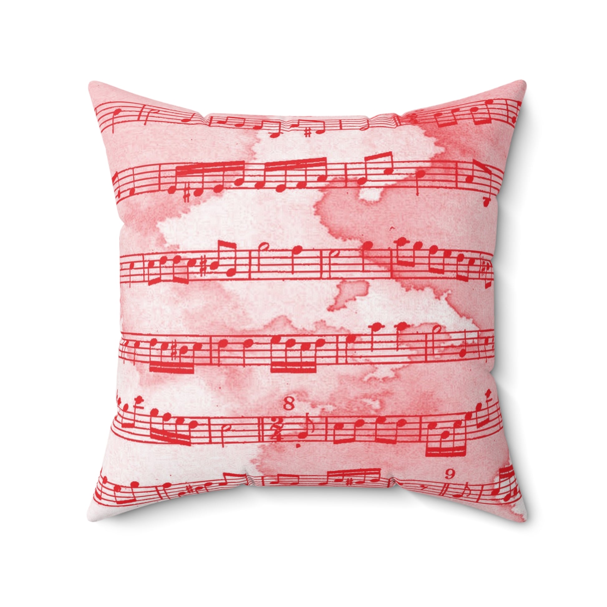 Drip Spill Type Beat Sheet Music II Red Spun Polyester Square Pillow, Artsulli - Art is Long, Life is Short, Home Decor, Size, 20" × 20", , , , , 31512666736836010156