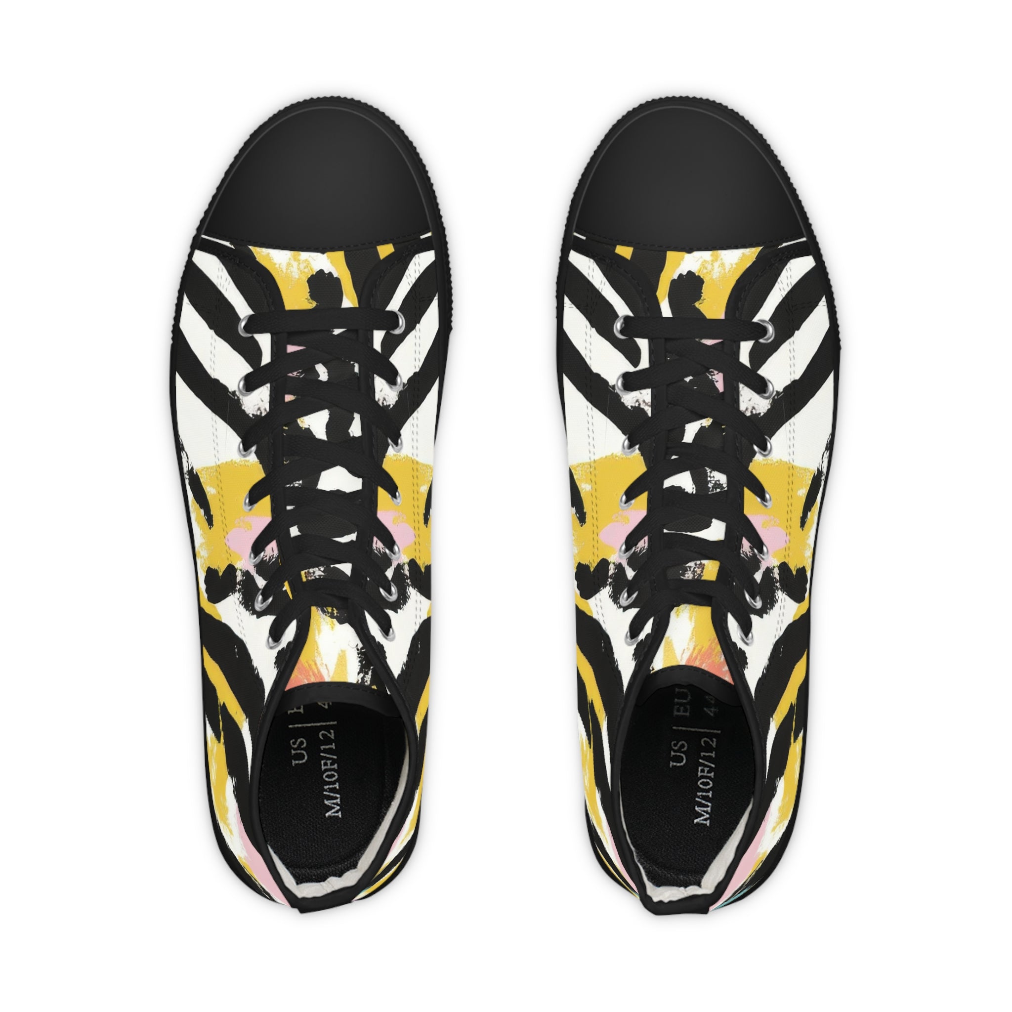 Wild Zebra Stripes x Paint Brush Strokes Multi-Color Men's High Top Sneakers, Artsulli - Art is Long, Life is Short, Shoes, , , , , , , 