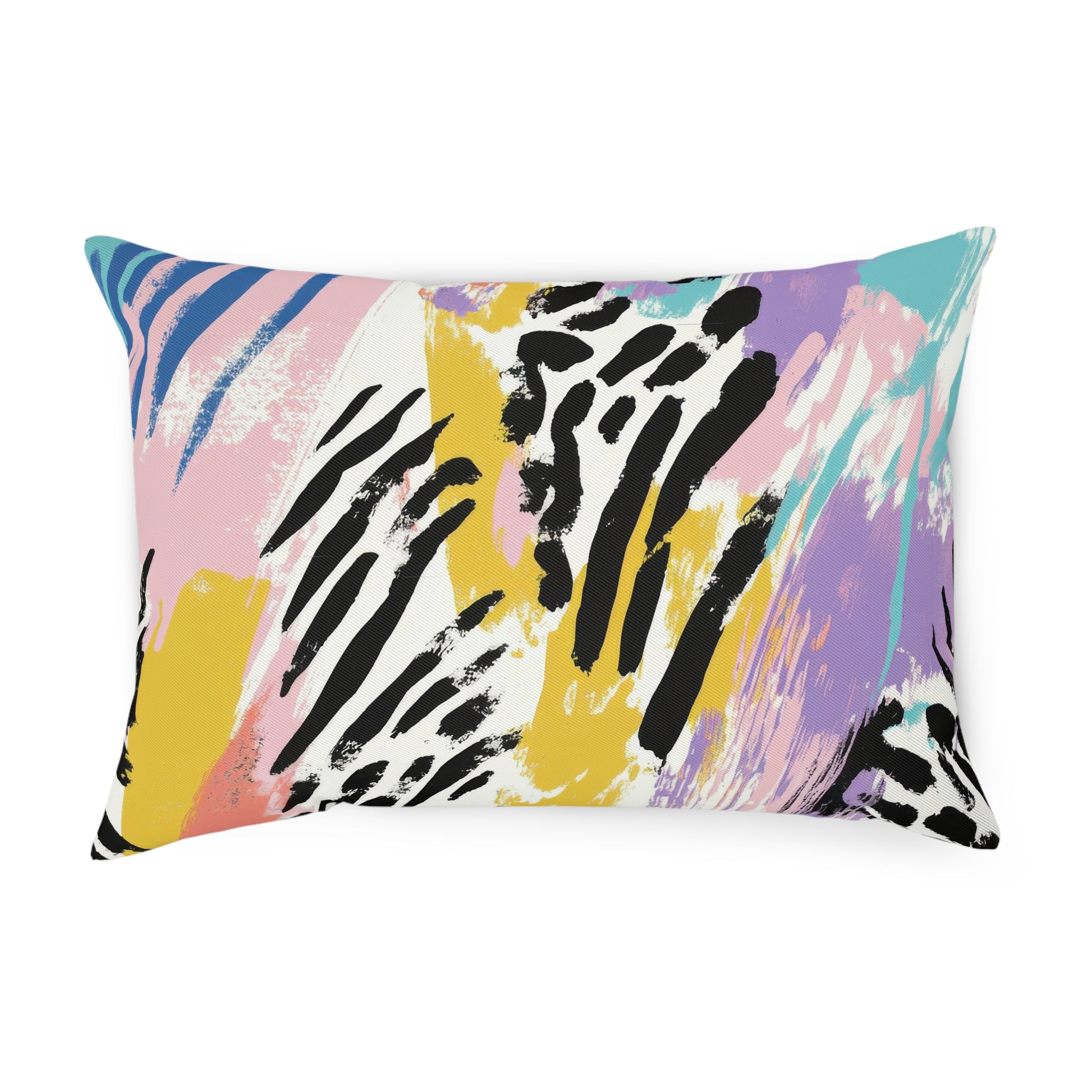 Wild Zebra Stripes x Paint Brush Strokes Multi-Color Cushion, Artsulli - Art is Long, Life is Short, Home Decor, Size, 19.7" × 13.8", , , , , 15721274584035
