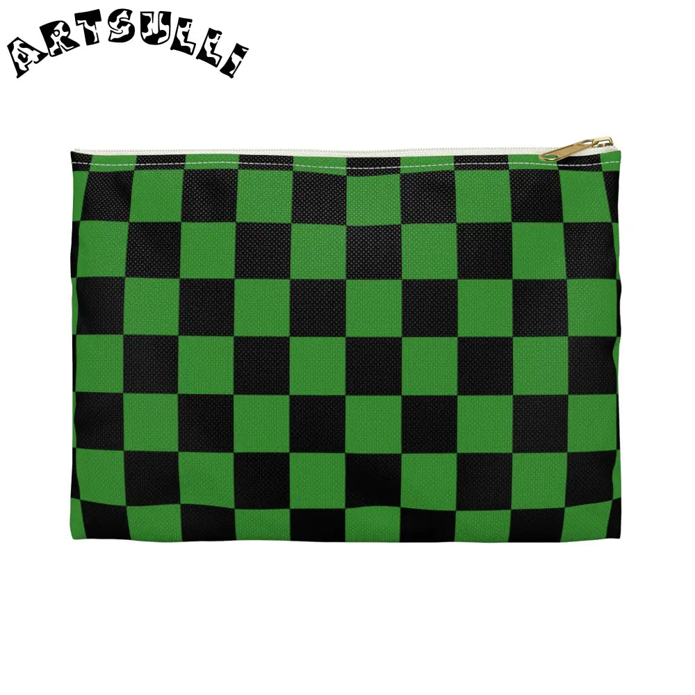JAKKOUTTHEBXX Checkerboard Green and Black Accessory Pouch