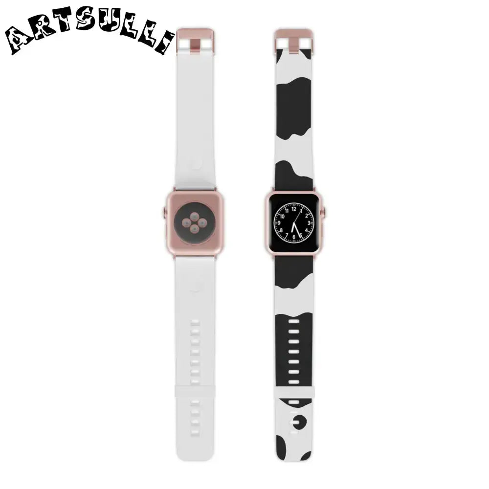 JAKKOUTTHEBXX Smartwatch Pair with White and Cow Print Apple Watch