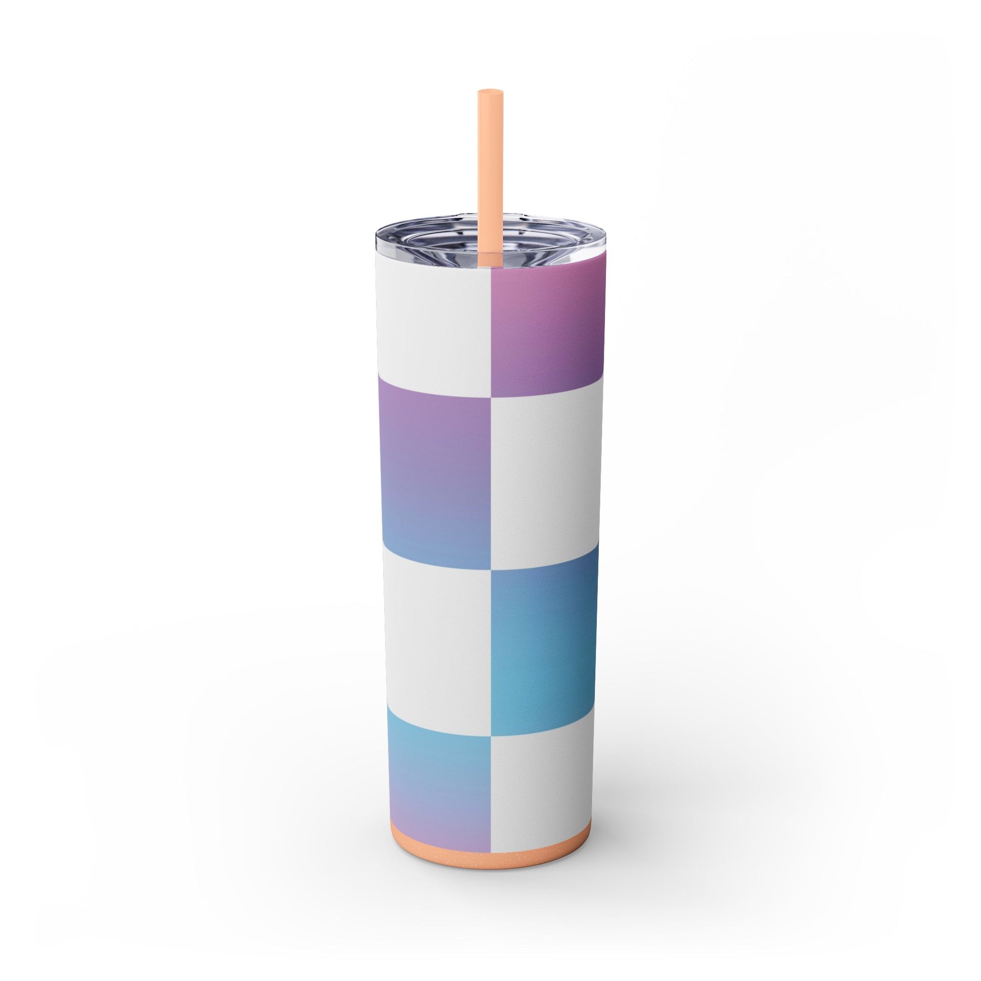 Vaporwave Check Skinny Tumbler with Straw, 20oz, Artsulli - Art is Long, Life is Short, Mug, , , , , , , 