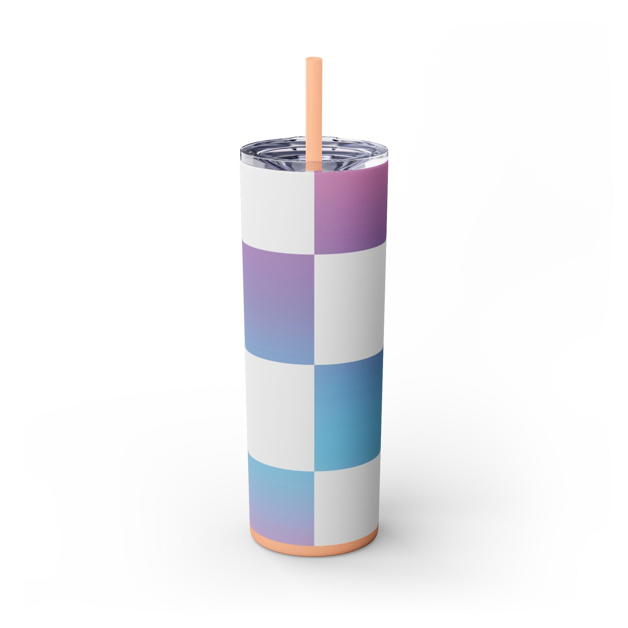 Vaporwave Check Skinny Tumbler with Straw, 20oz, Artsulli - Art is Long, Life is Short, Mug, , , , , , , 