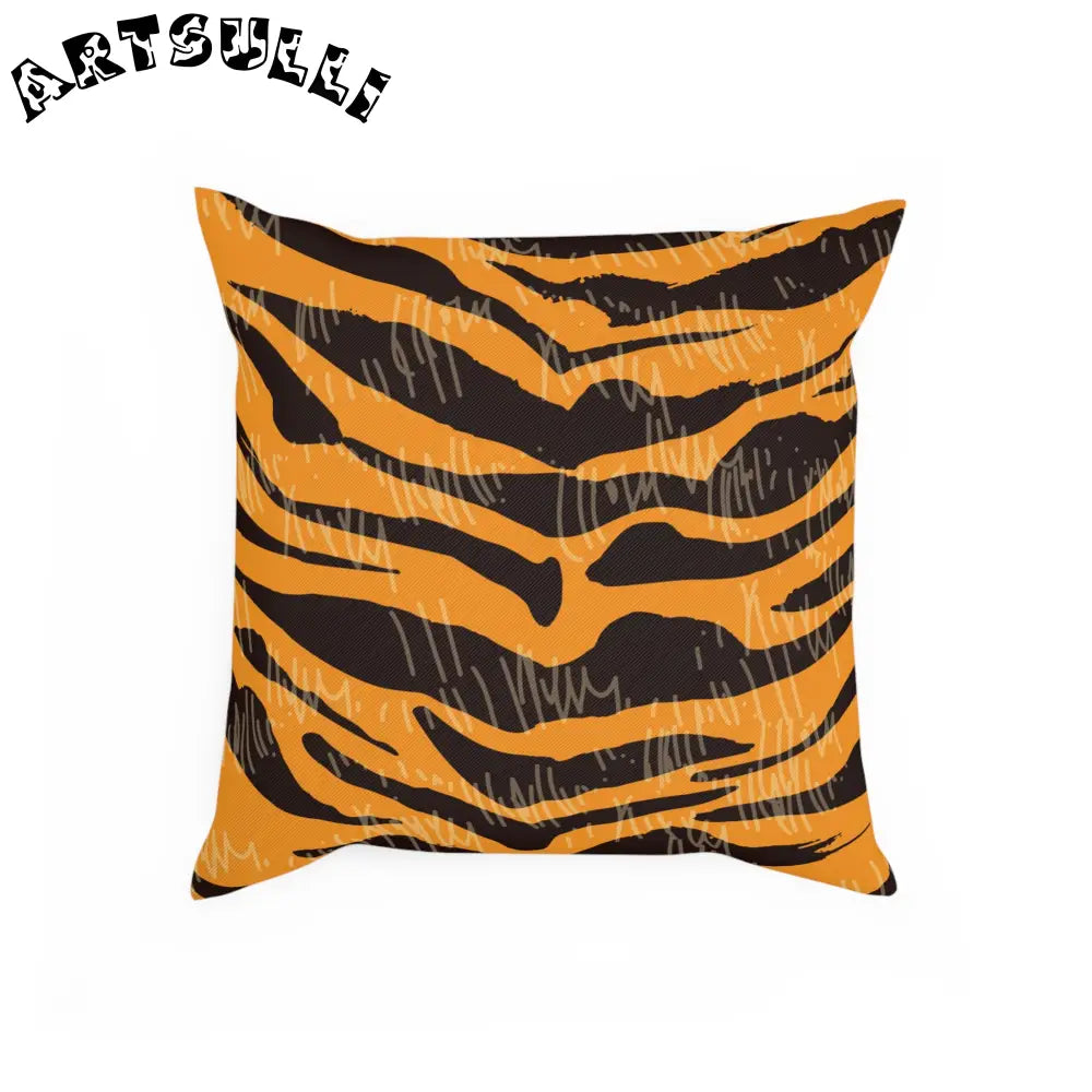 JAKKOUTTHEBXX Tiger Scratches Orange & Black Cushion JAKKOUTTHEBXX