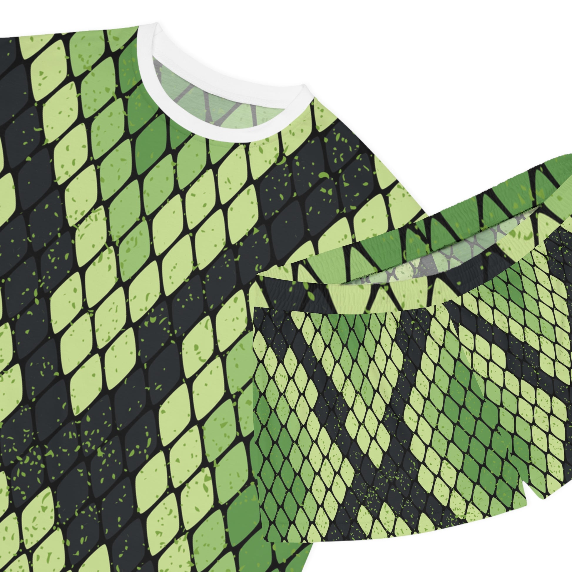 Snake Skin Green and Black Women's Short Pajama Set (AOP), Artsulli - Art is Long, Life is Short, All Over Prints, , , , , , , 
