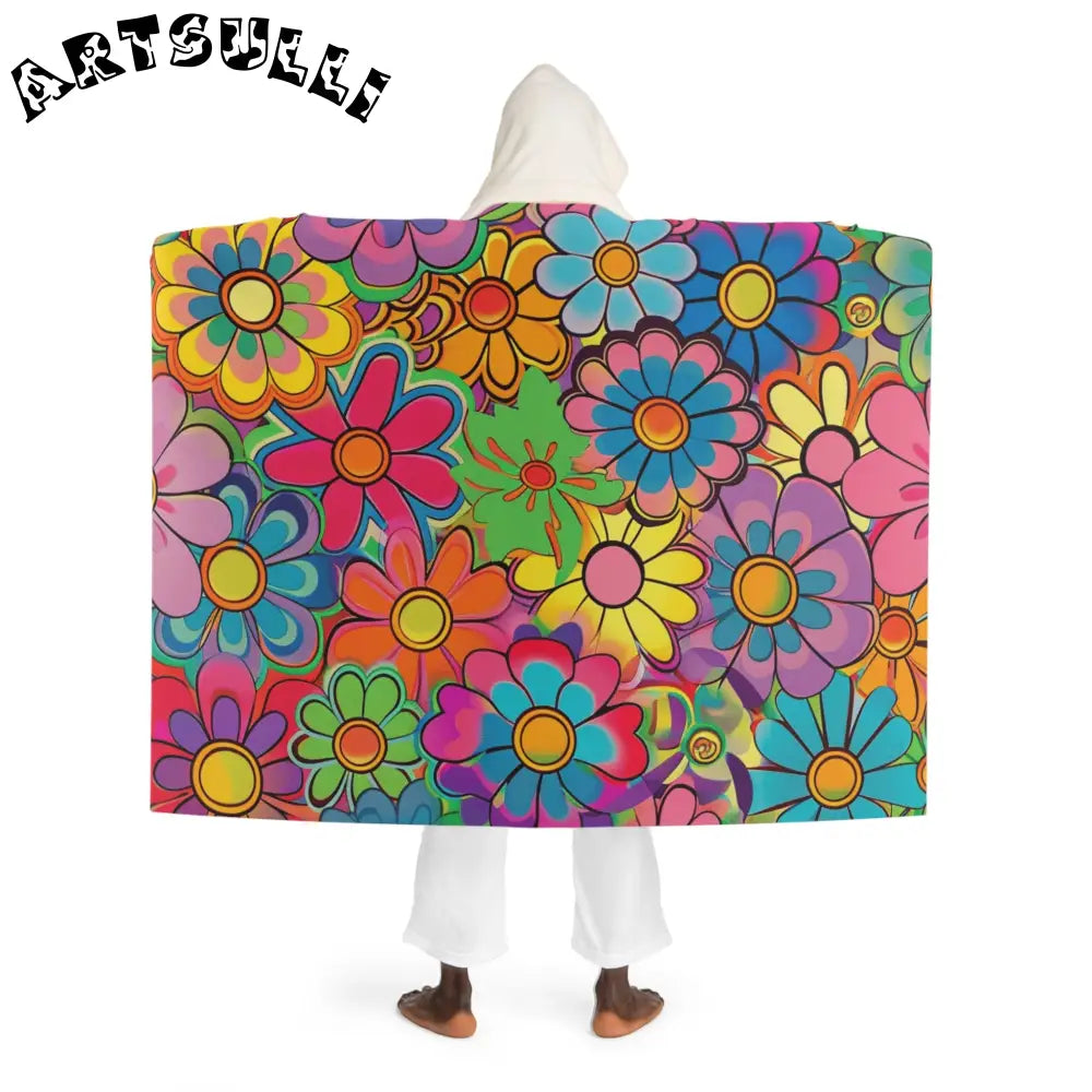JAKKOUTTHEBXX Chromatic Daisy Dream Hooded Sherpa Fleece Blanket