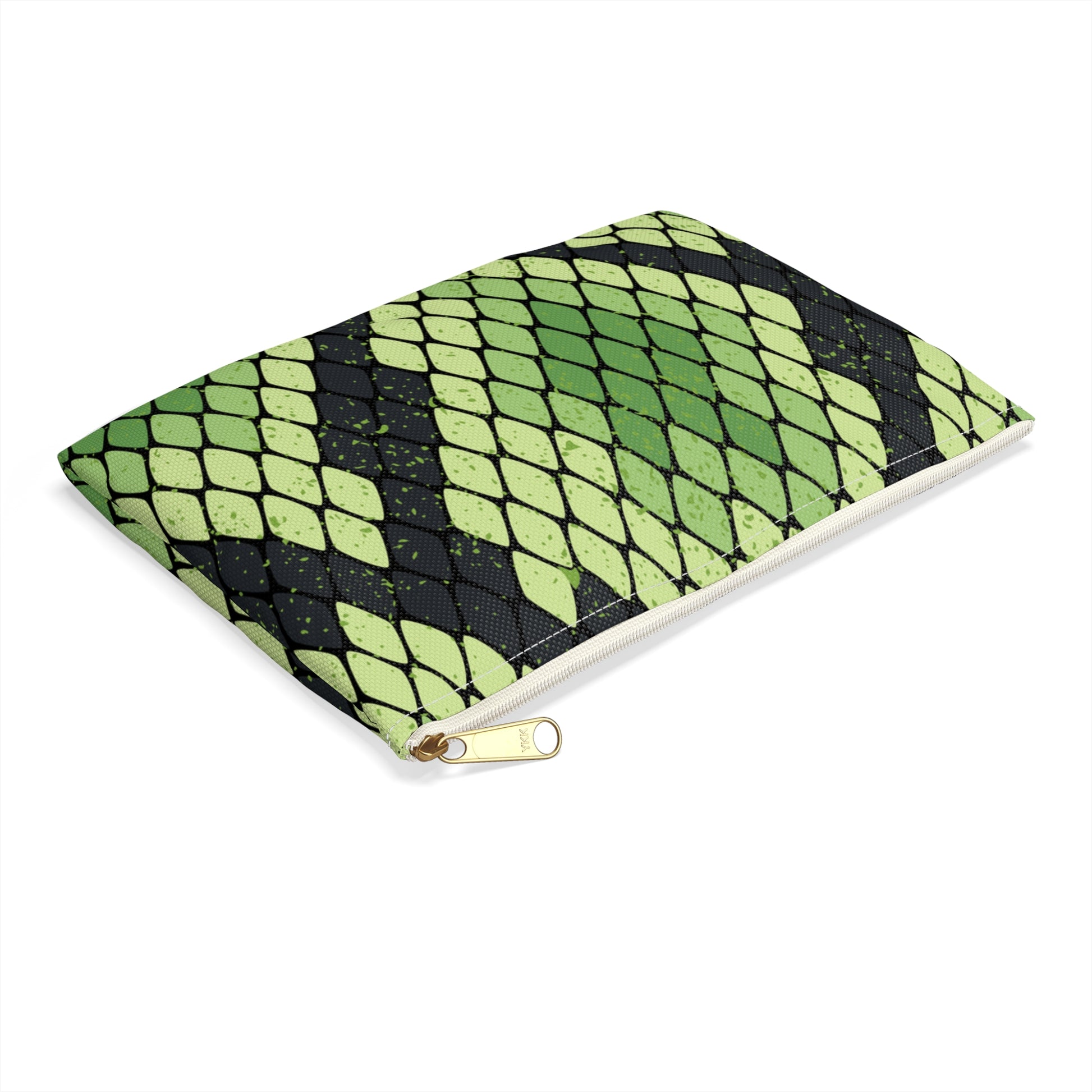 Snake Skin Green and Black Accessory Pouch, Artsulli - Art is Long, Life is Short, Bags, , , , , , , 