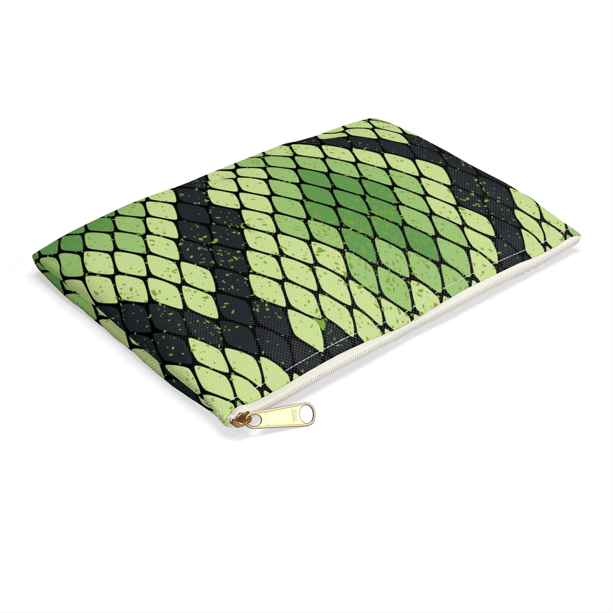Snake Skin Green and Black Accessory Pouch, Artsulli - Art is Long, Life is Short, Bags, , , , , , , 