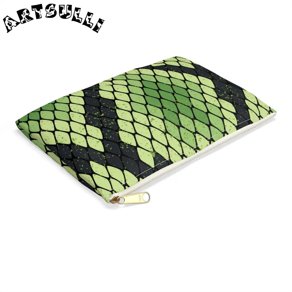 JAKKOUTTHEBXX Snake Skin Green and Black Accessory Pouch