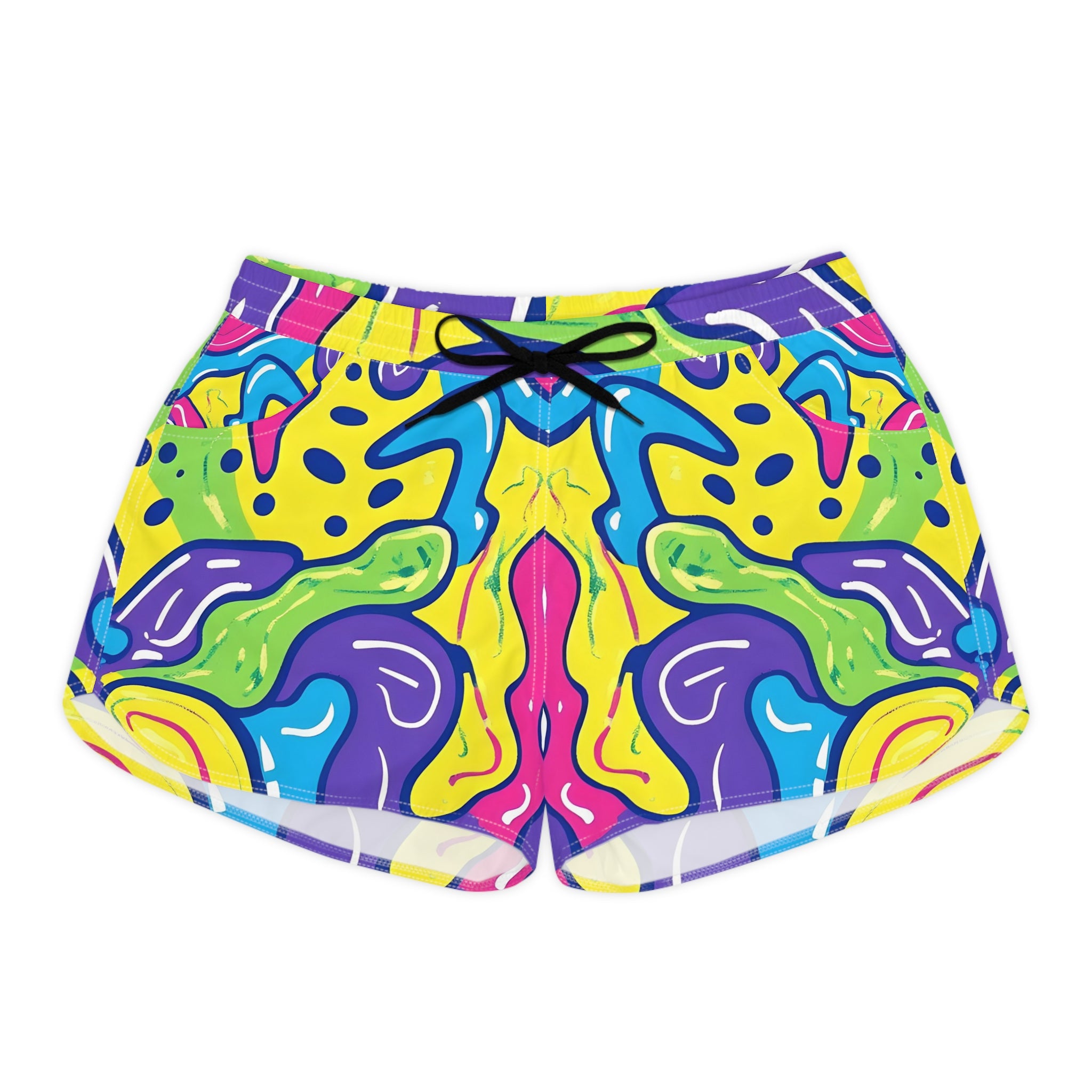 90s Trippy Slime Women's Casual Shorts (AOP), Artsulli - Art is Long, Life is Short, All Over Prints, Size, S, Color, Black drawstring, , , 93261738890574900286