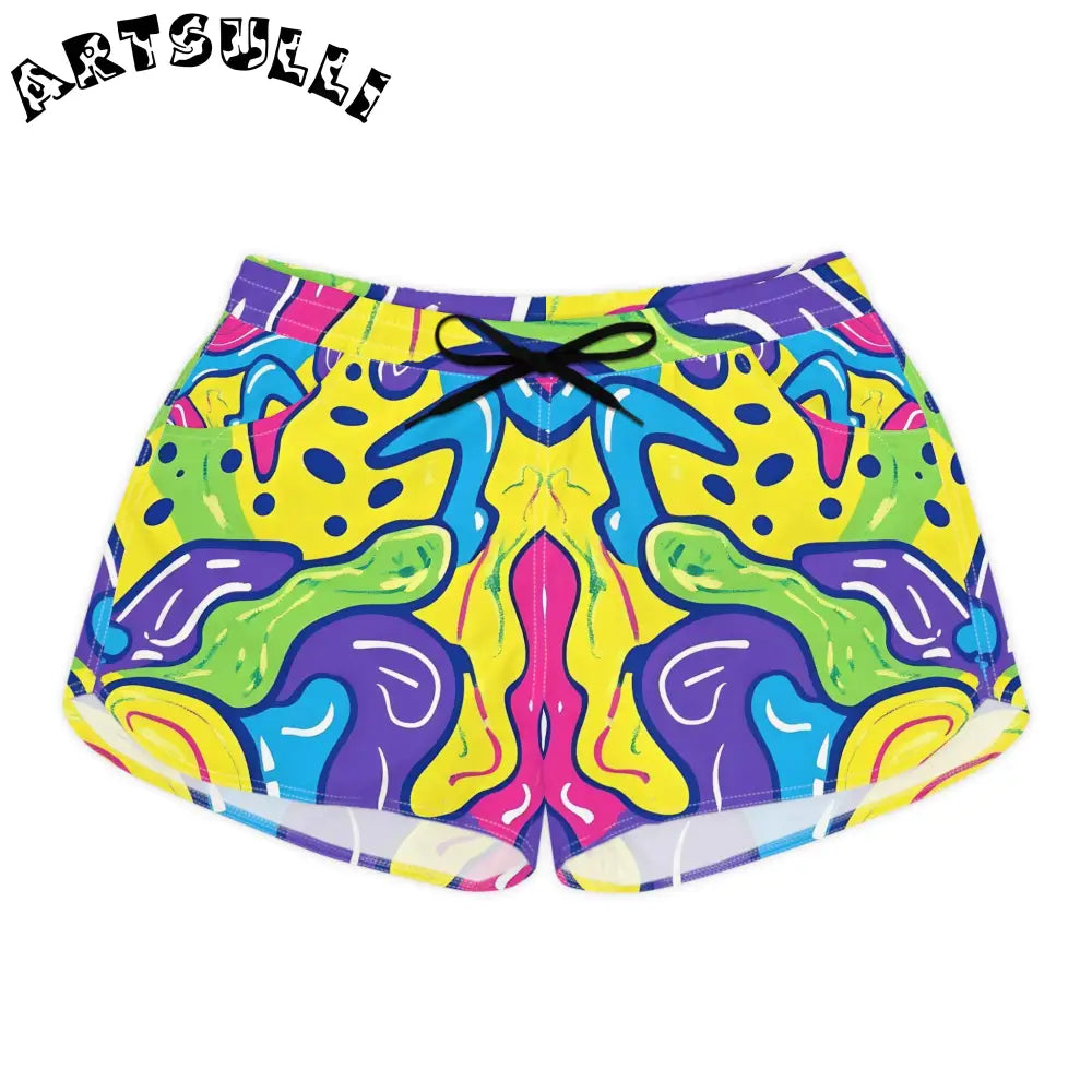 90s Trippy Slime Women's Casual Shorts (AOP), Artsulli - Art is Long, Life is Short, All Over Prints, Size, S, Color, Black drawstring, , , 93261738890574900286