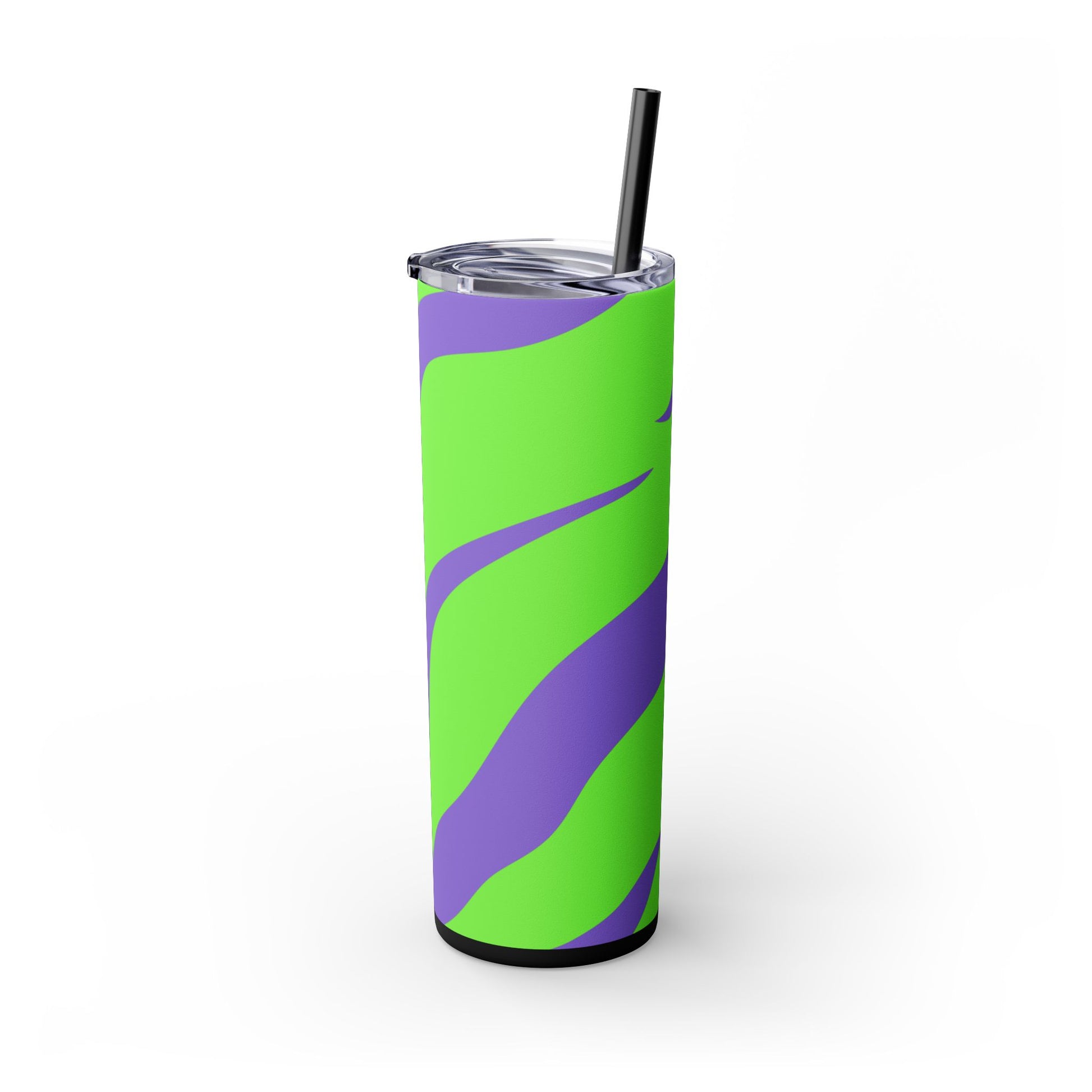 Tyrannosaurus Print Green and Purple Skinny Tumbler with Straw, 20oz, Artsulli - Art is Long, Life is Short, Mug, , , , , , , 