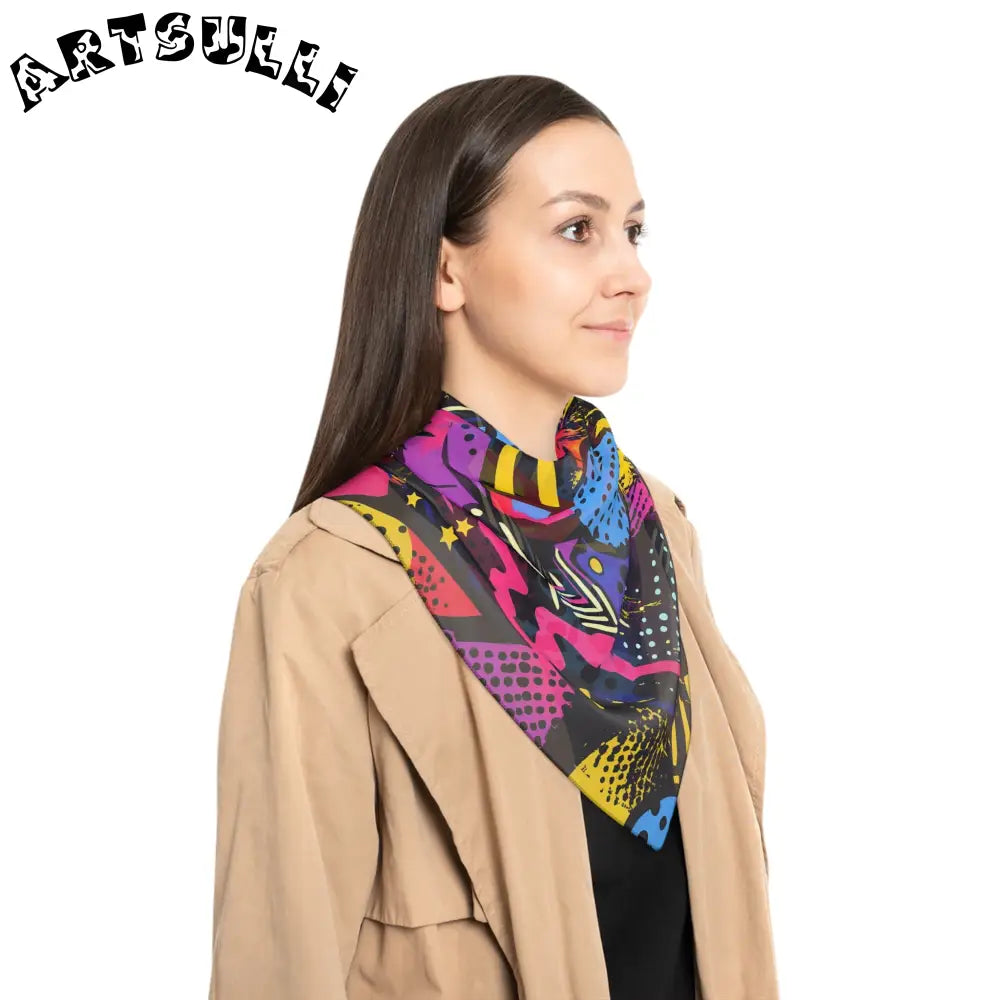 JAKKOUTTHEBXX Retro Riot 80s Graffiti Stars Poly Scarf JAKKOUTTHEBXX