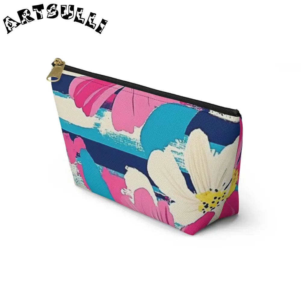 JAKKOUTTHEBXX Dayglo Floral Stripes Multi-Color Accessory Pouch w