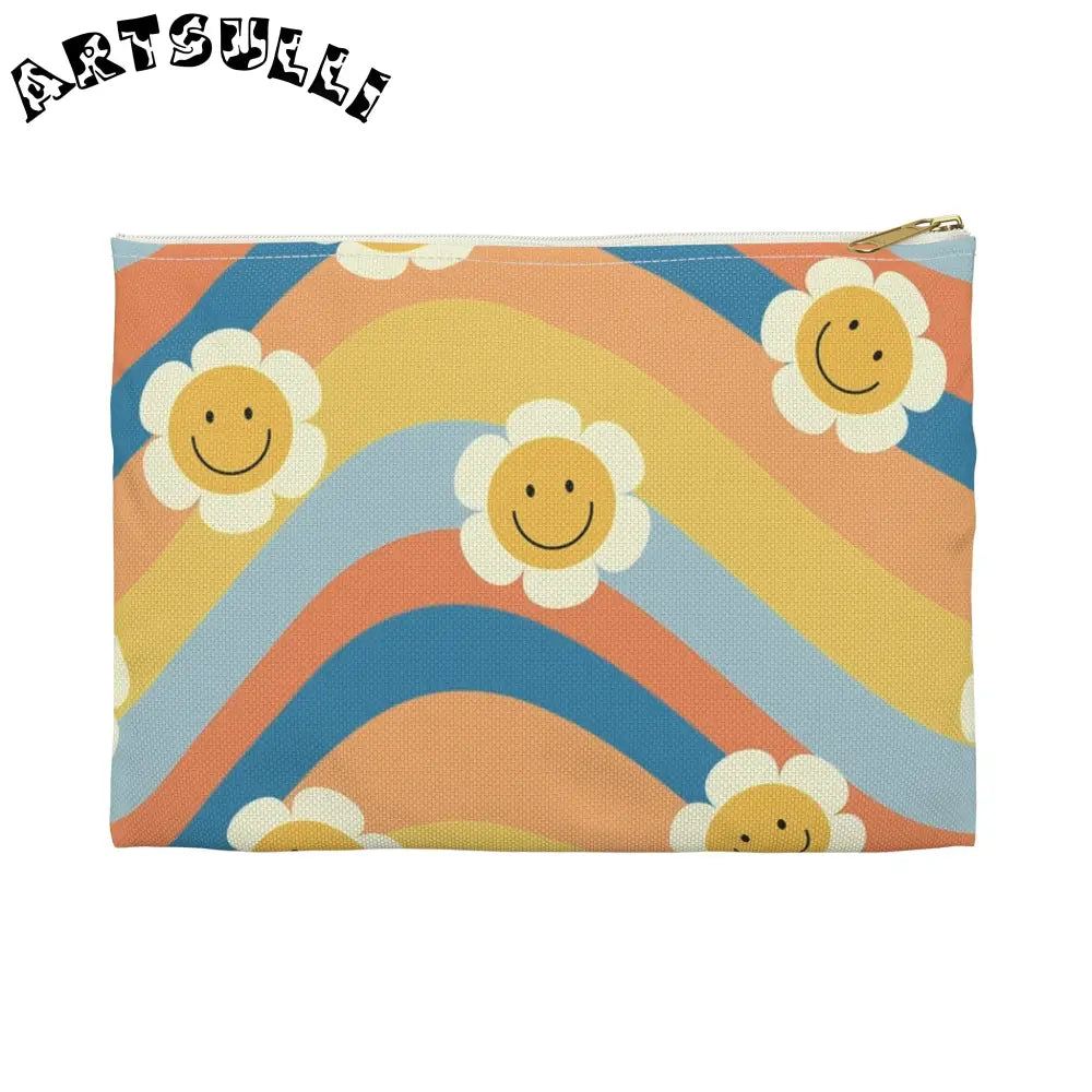 70's Smiley Wave Accessory Pouch, Artsulli - Art is Long, Life is Short, Bags, Size, Small, Color, White zipper, , , 13228590362252