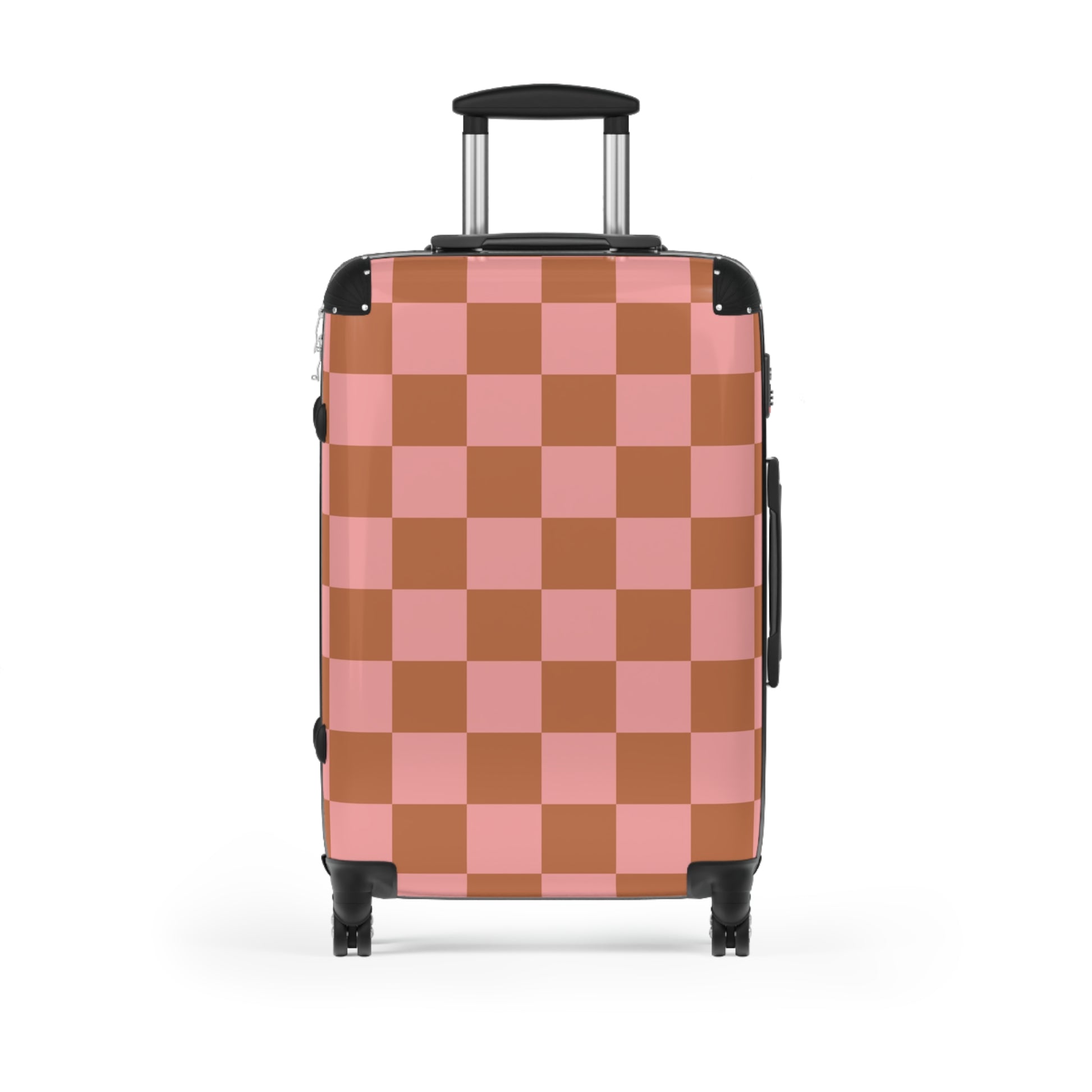 Chessboard Pink and Brown Suitcase, Artsulli - Art is Long, Life is Short, Bags, Size, Medium, Color, Black, , , 29238849127835134328