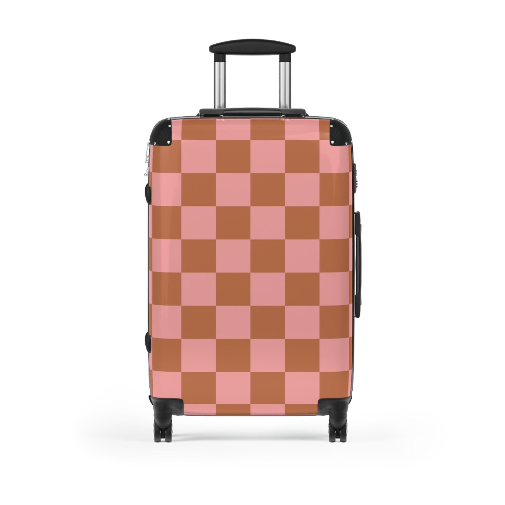 Chessboard Pink and Brown Suitcase, Artsulli - Art is Long, Life is Short, Bags, Size, Medium, Color, Black, , , 29238849127835134328