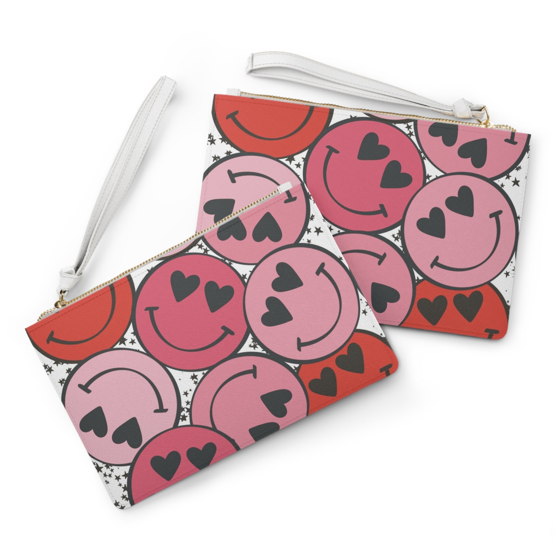 Smiley Face x Heart Eyes Pink and Red Clutch Bag, Artsulli - Art is Long, Life is Short, Bags, , , , , , , 
