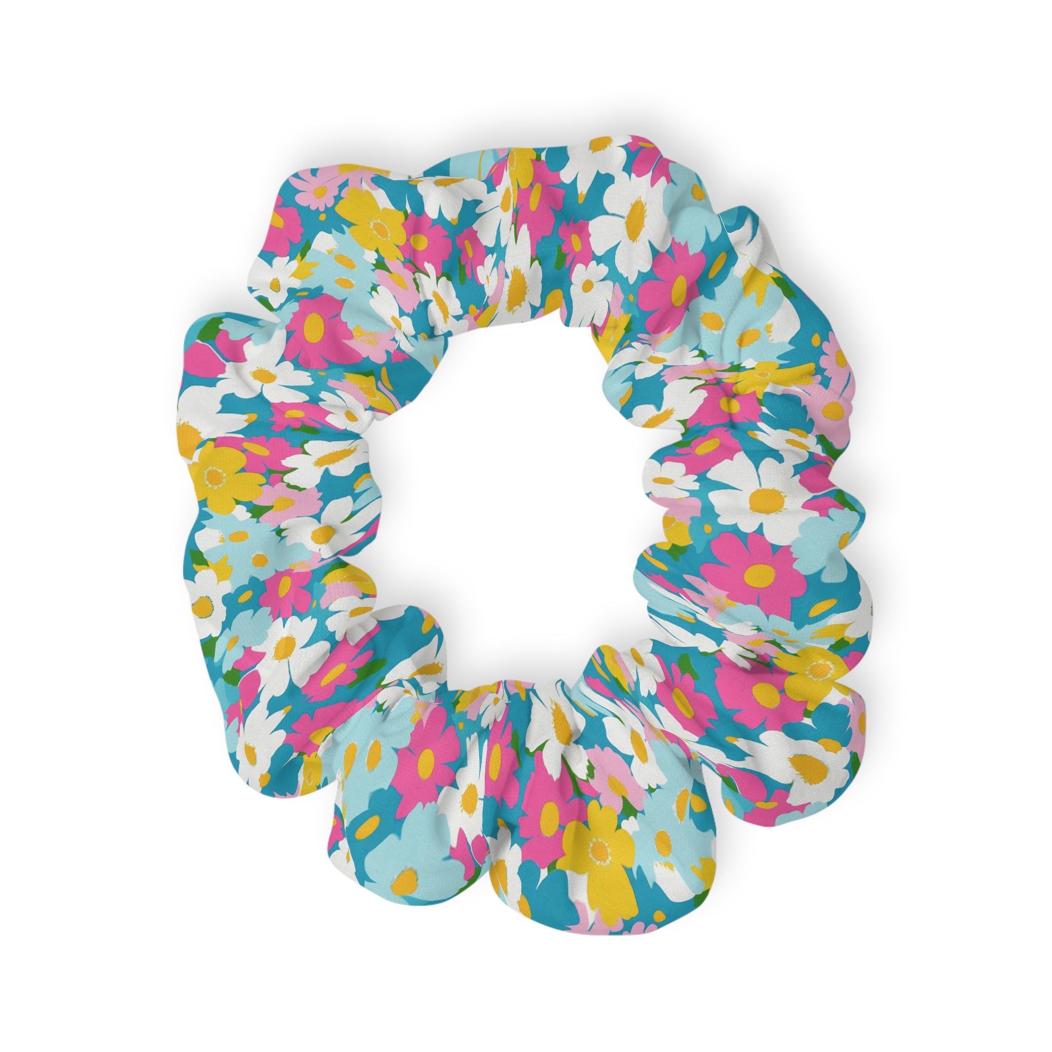 Flowers Multi-Color Scrunchie, Artsulli - Art is Long, Life is Short, Accessories, Size, 4'' × 4'', , , , , 54543771226659