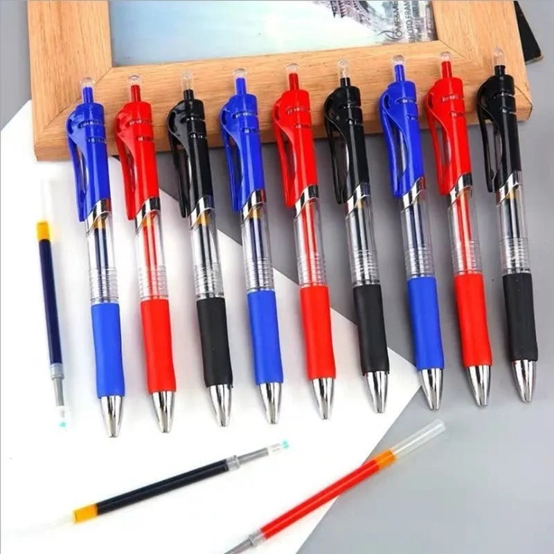 Press Gel Pen Signature pens Blue Black Red Refill Pen Bullet tip Gel Pen School office supplies art stationery