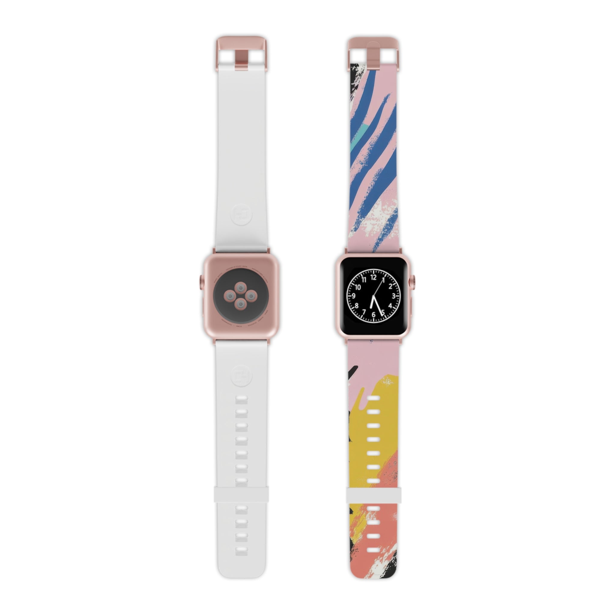 Wild Zebra Stripes x Paint Brush Strokes Multi-Color IV Watch Band for Apple Watch, Artsulli - Art is Long, Life is Short, Accessories, Size, 7.5'' × 0.75'' / 38 - 40 mm, Color, Rose Gold, , , 15857678891294