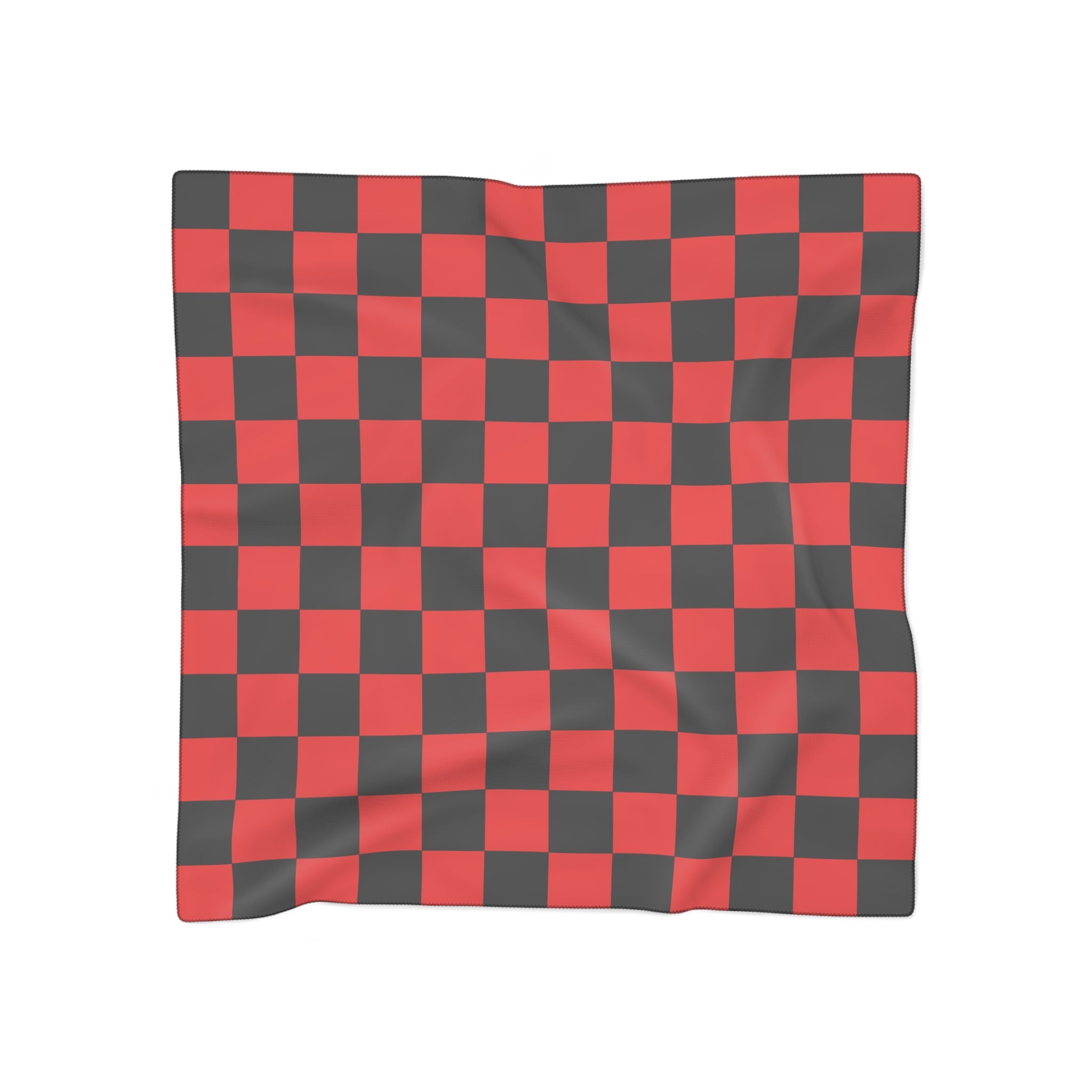 Checkerboard Red and Black Poly Scarf, Artsulli - Art is Long, Life is Short, Accessories, Color, Poly voile, Size, 50" × 50", , , 30627430464634019897