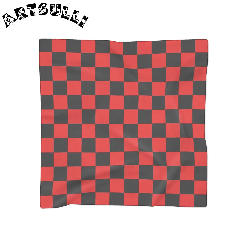 JAKKOUTTHEBXX Checkerboard Red and Black Poly Scarf JAKKOUTTHEBXX