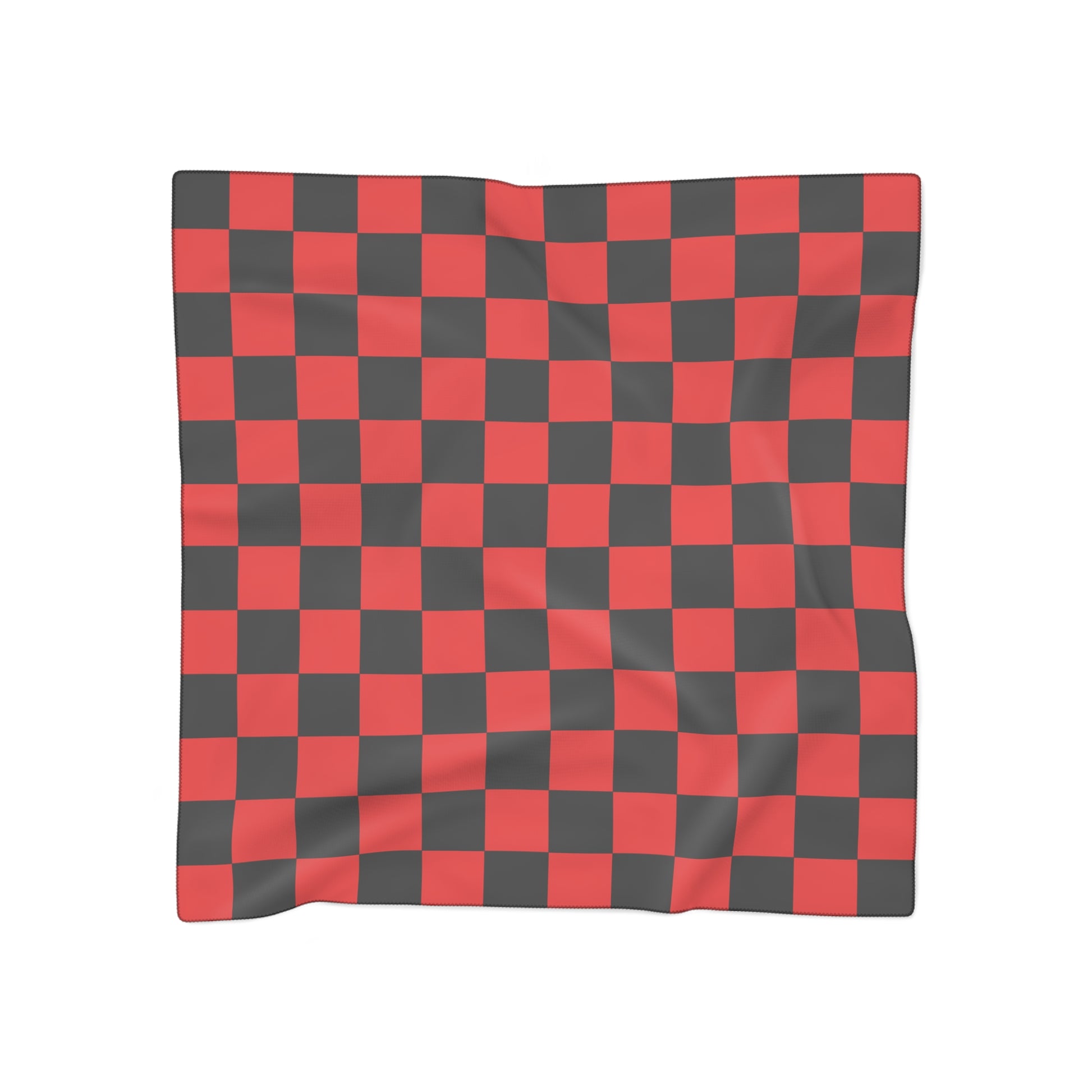 Checkerboard Red and Black Poly Scarf, Artsulli - Art is Long, Life is Short, Accessories, Color, Poly chiffon, Size, 50" × 50", , , 29115889035642965480