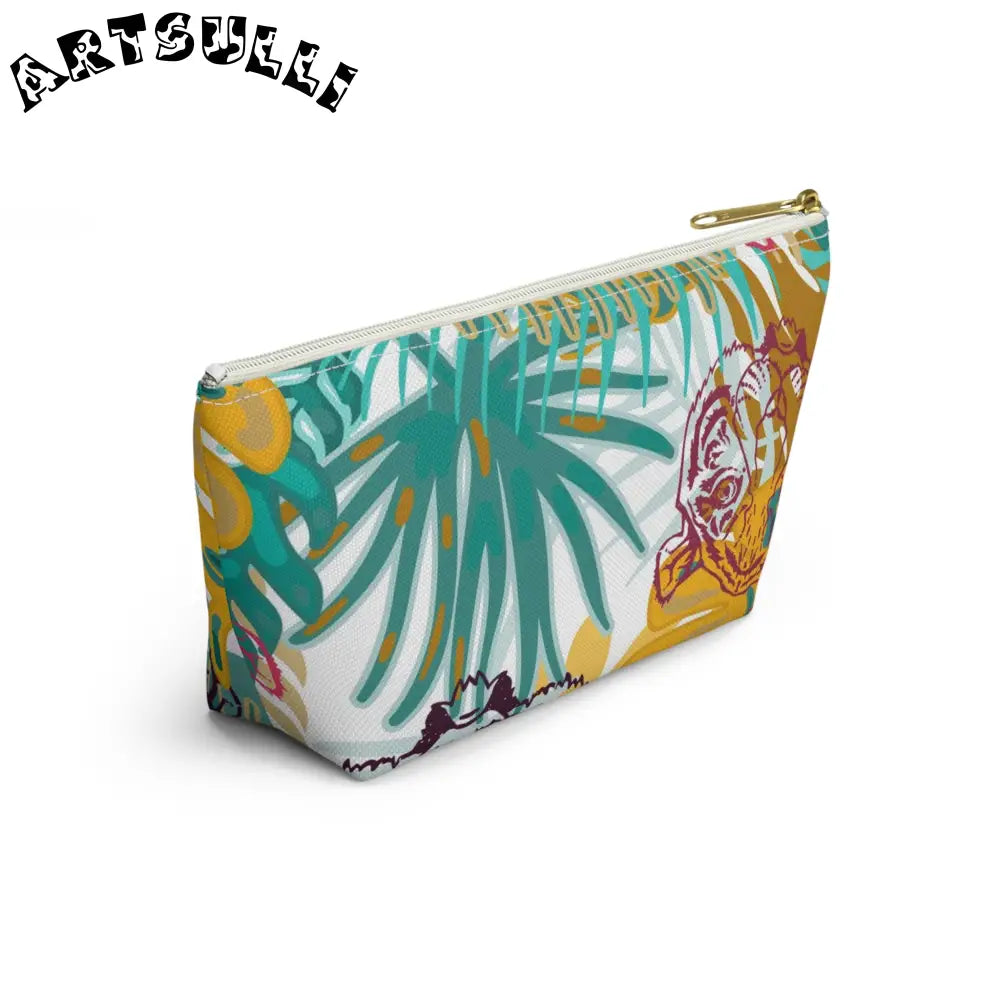 JAKKOUTTHEBXX Tropical Jungle Tigers Brown and Green Accessory Pouch