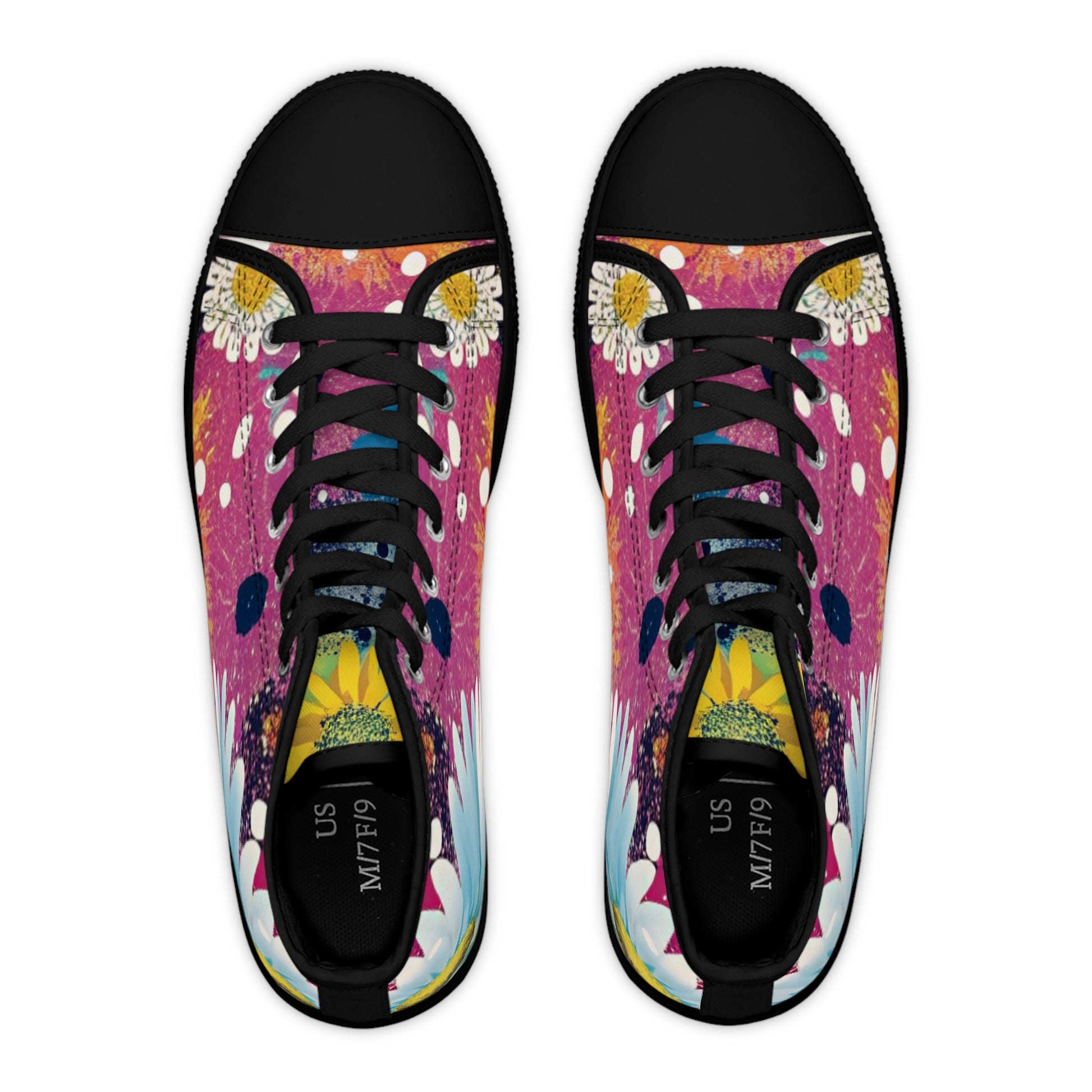 Magical Flower Explosion IV  Multi-Color Women's High Top Sneakers, Artsulli - Art is Long, Life is Short, Shoes, , , , , , , 