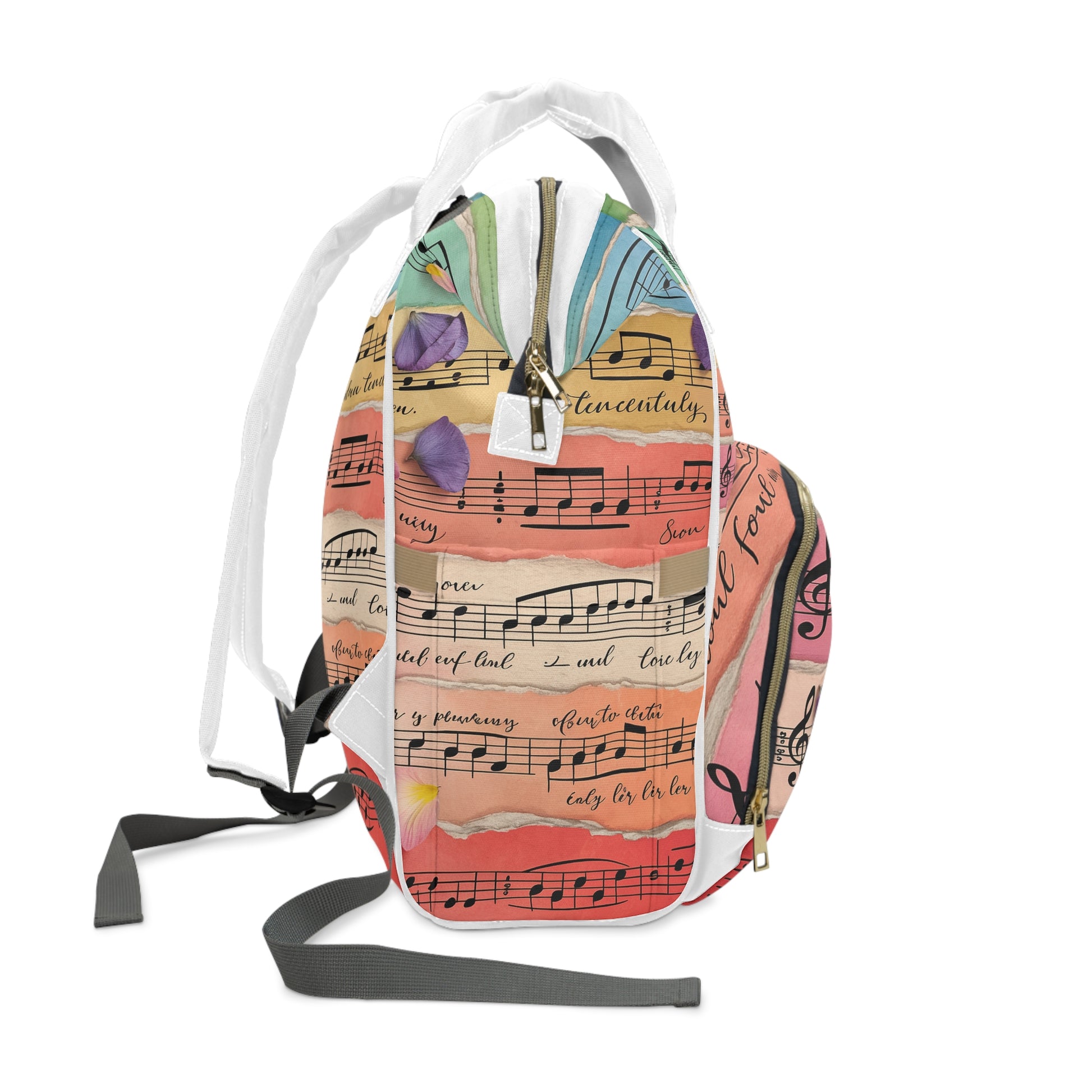 Torn Type Beat Sheet Music Multi-Color Multifunctional Diaper Backpack, Artsulli - Art is Long, Life is Short, Bags, , , , , , , 