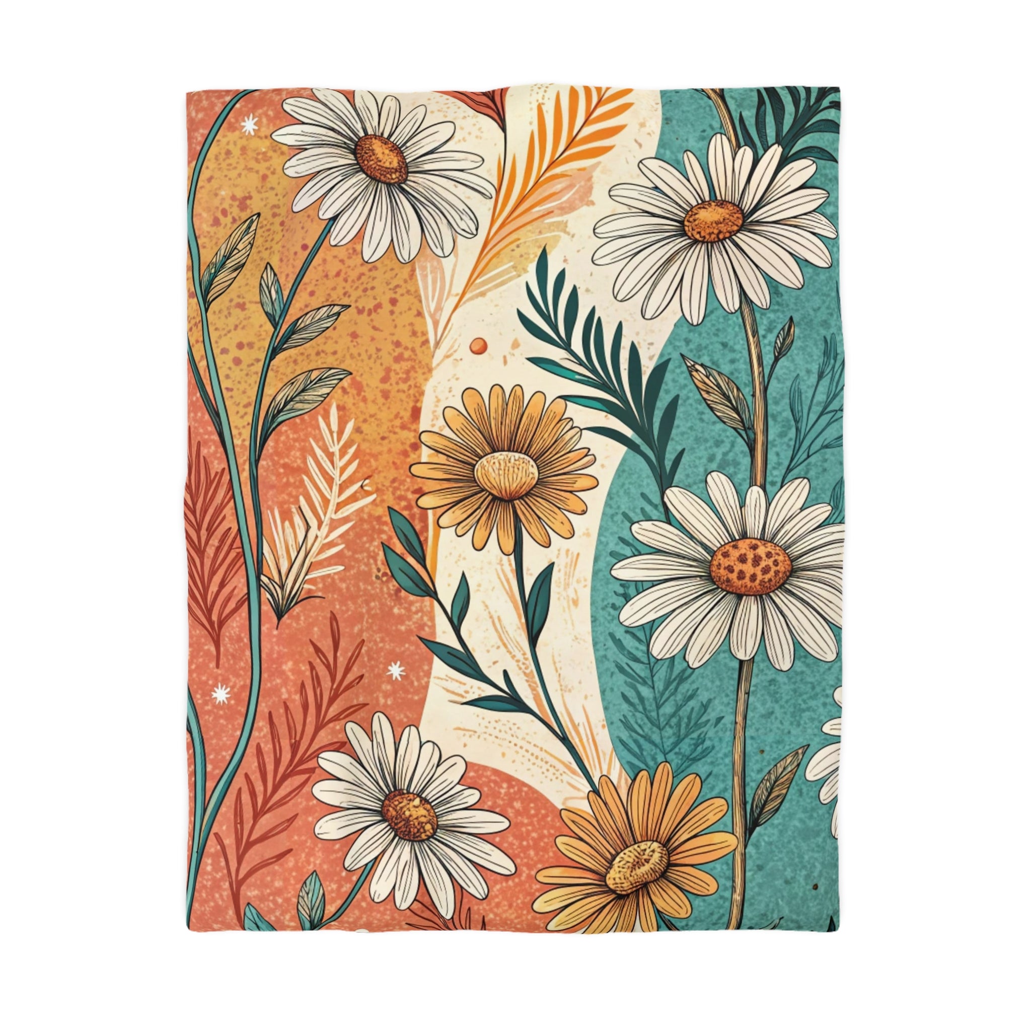 Retro Daisy Dream Microfiber Duvet Cover, Artsulli - Art is Long, Life is Short, Home Decor, Size, Twin, Color, White, , , 24656215590730575679