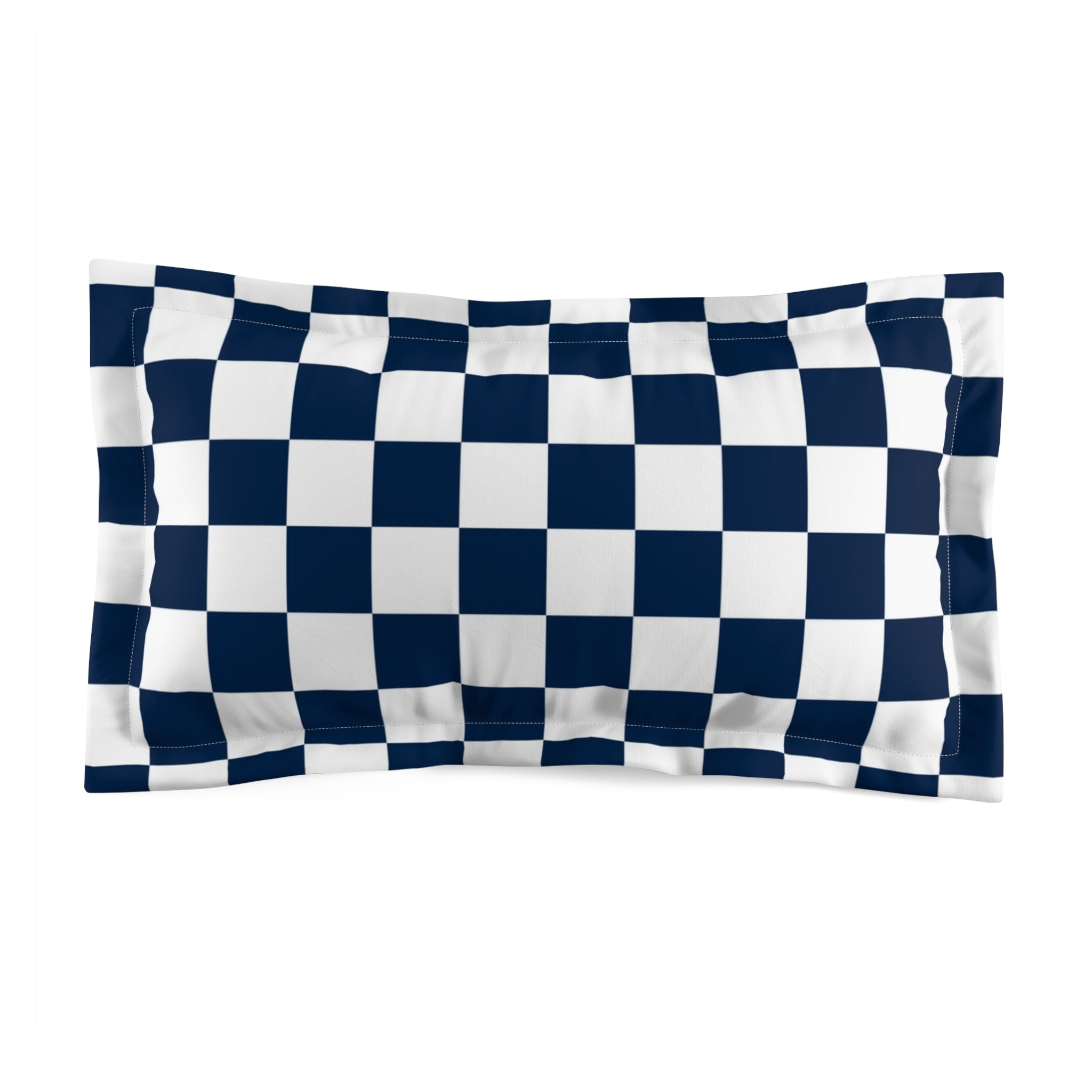 Checkerboard White and Navy Blue Microfiber Pillow Sham, Artsulli - Art is Long, Life is Short, Home Decor, Size, King, , , , , 10591972946963215691