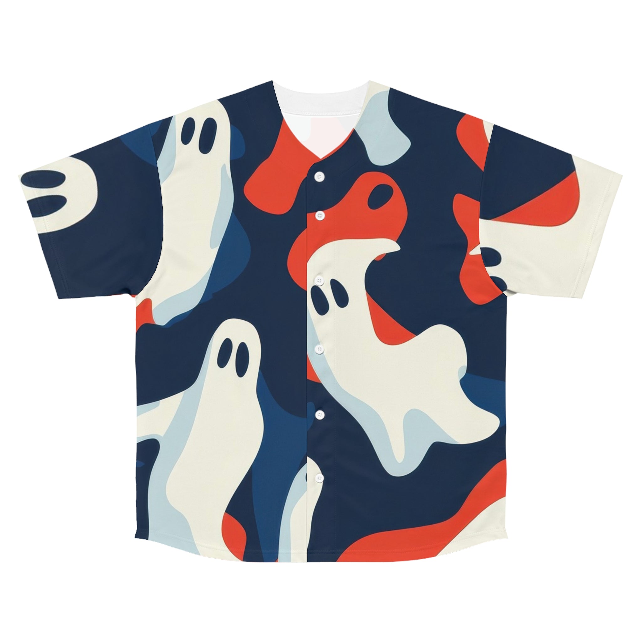 Camo Ghosts Men's Baseball Jersey (AOP), Artsulli - Art is Long, Life is Short, All Over Prints, Size, S, Color, Seam thread color automatically matched to design, , , 14583225166311