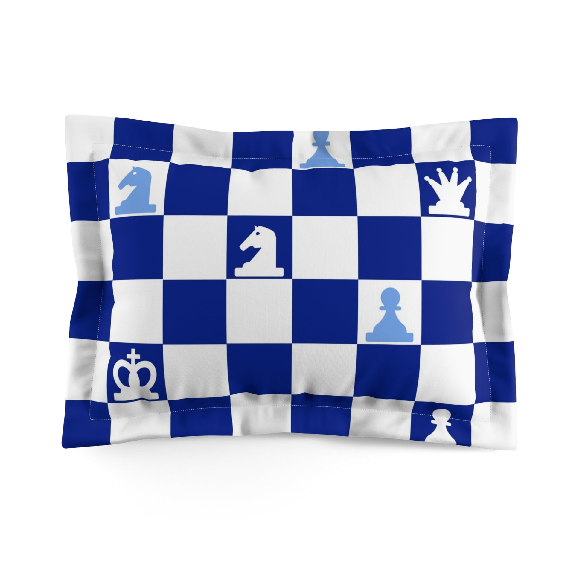 Chessboard Navy Blue Microfiber Pillow Sham, Artsulli - Art is Long, Life is Short, Home Decor, Size, Standard, , , , , 13437828147081664478