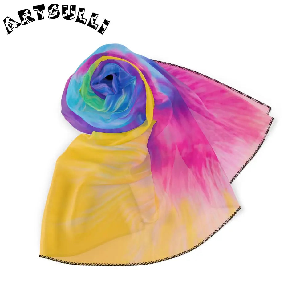 JAKKOUTTHEBXX Rainbow Tie Dye Illustration Printed Scarf 2025
