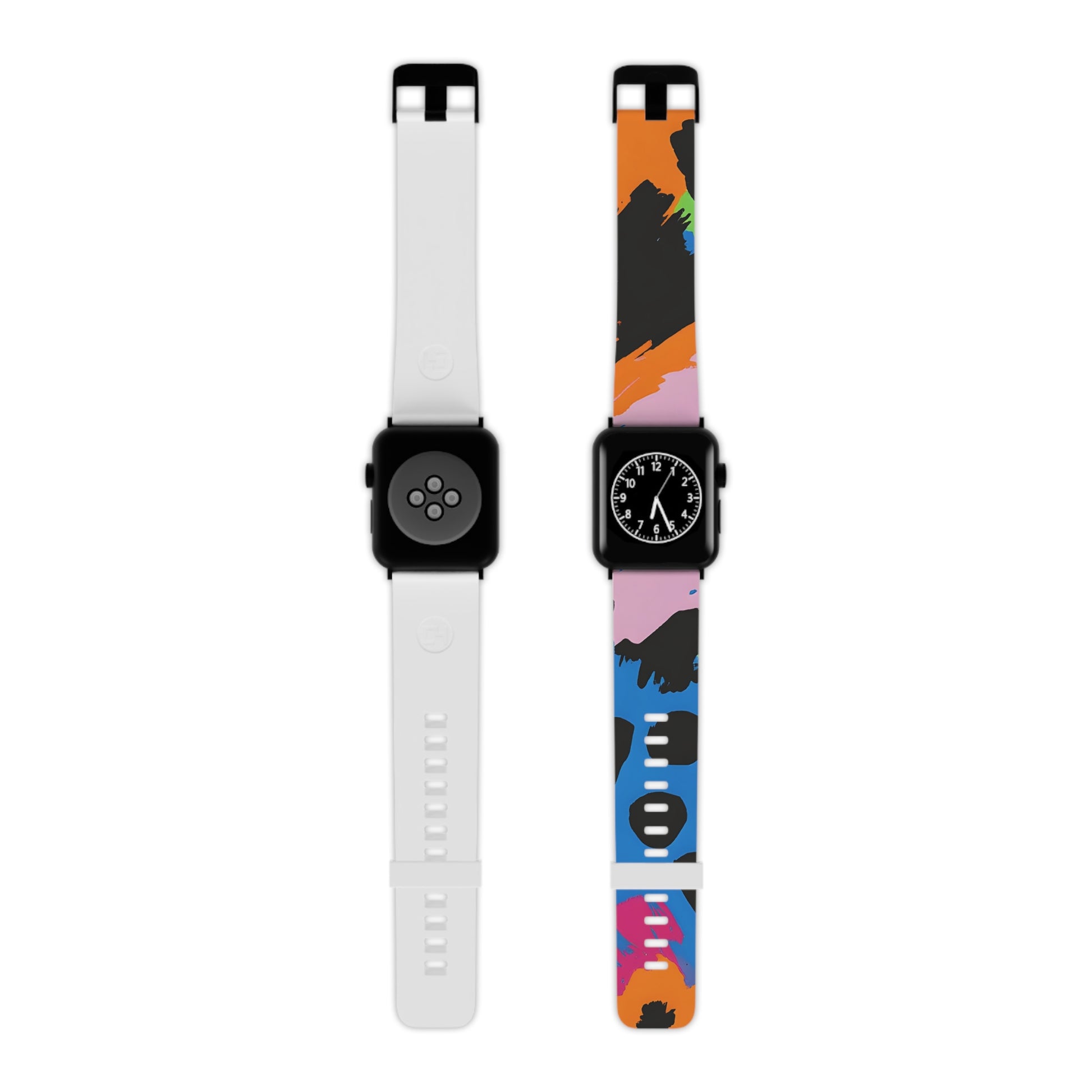 Wild Brush Strokes x Animal Print Multi-Color Watch Band for Apple Watch, Artsulli - Art is Long, Life is Short, Accessories, Size, 8'' × 0.75'' / 38 - 40 mm, Color, Black, , , 75440113350973125988