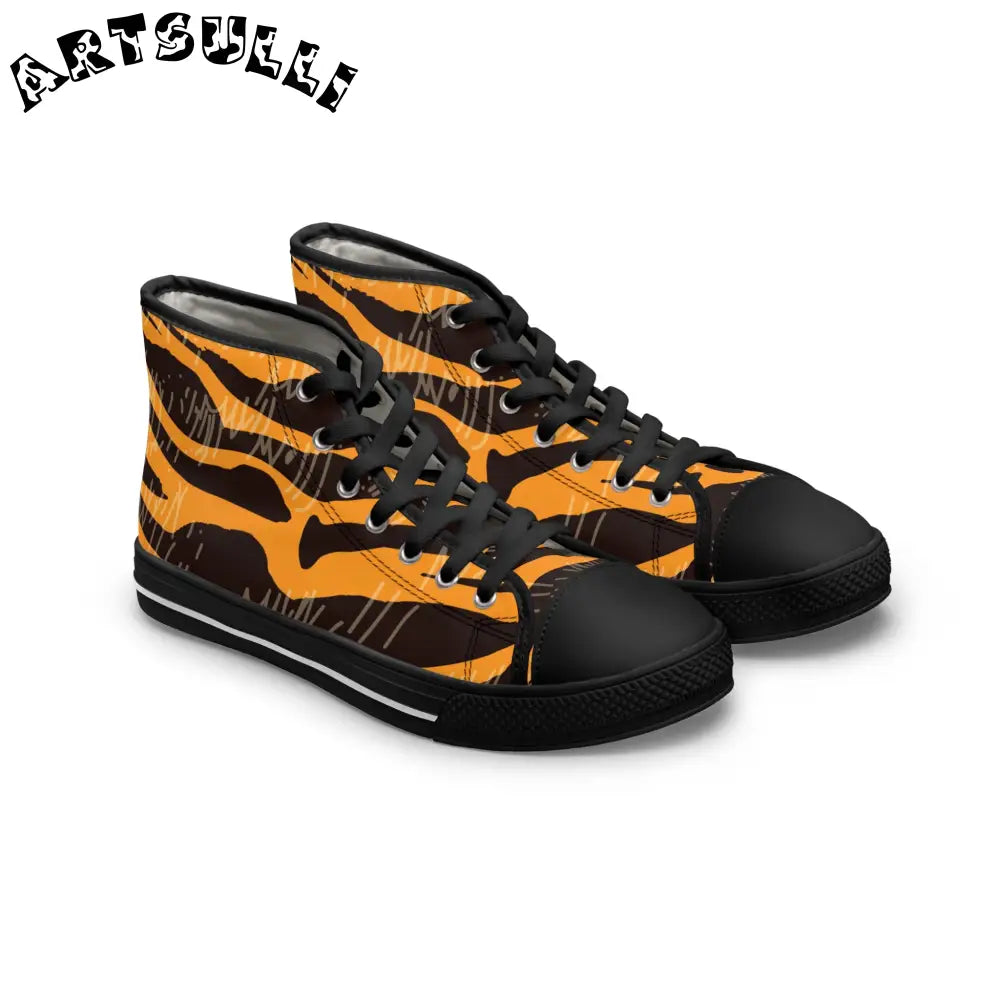 JAKKOUTTHEBXX Tiger Scratches Orange and Black Women’s High Top