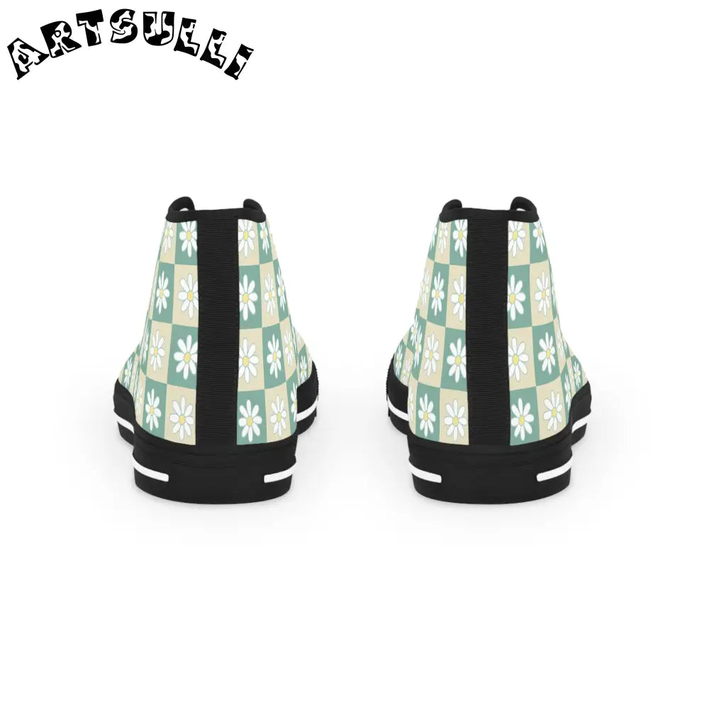 JAKKOUTTHEBXX Retro Daisy Checkerboard Green and Tan Men’s High Top