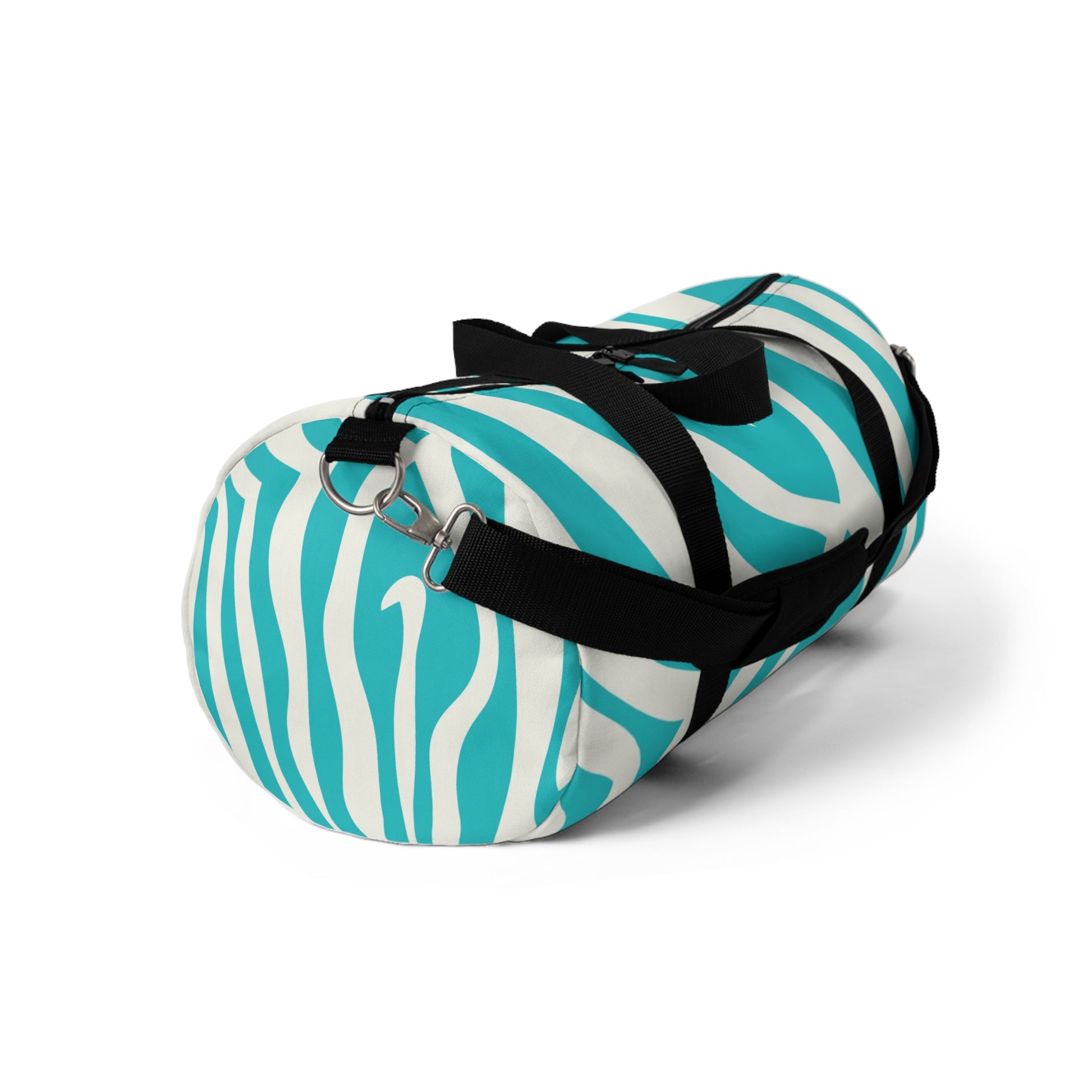 Melting Zebra Stripes Turquoise and White Duffel Bag, Artsulli - Art is Long, Life is Short, Bags, , , , , , , 