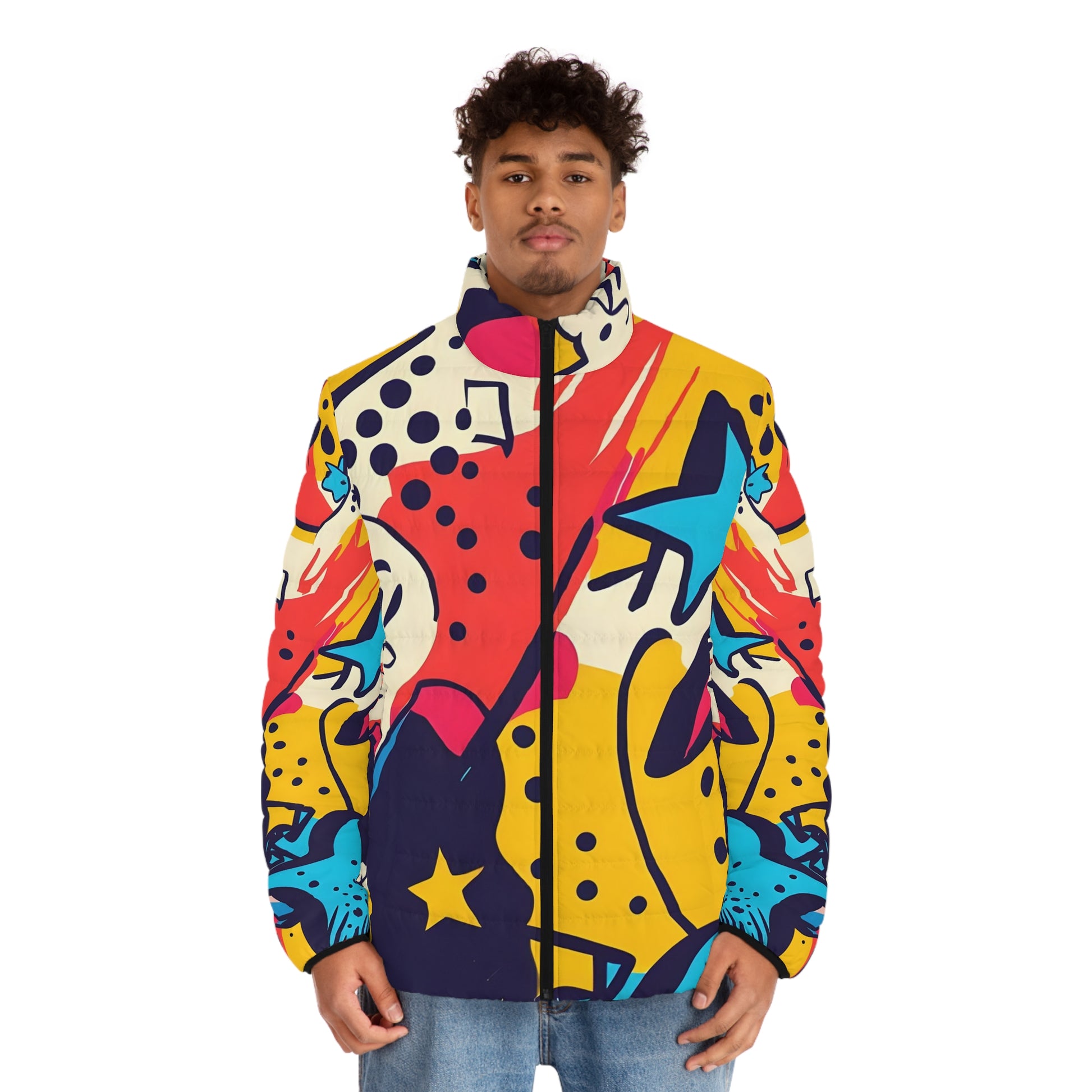Comic x Pop Art Men's Puffer Jacket (AOP), Artsulli - Art is Long, Life is Short, All Over Prints, , , , , , , 