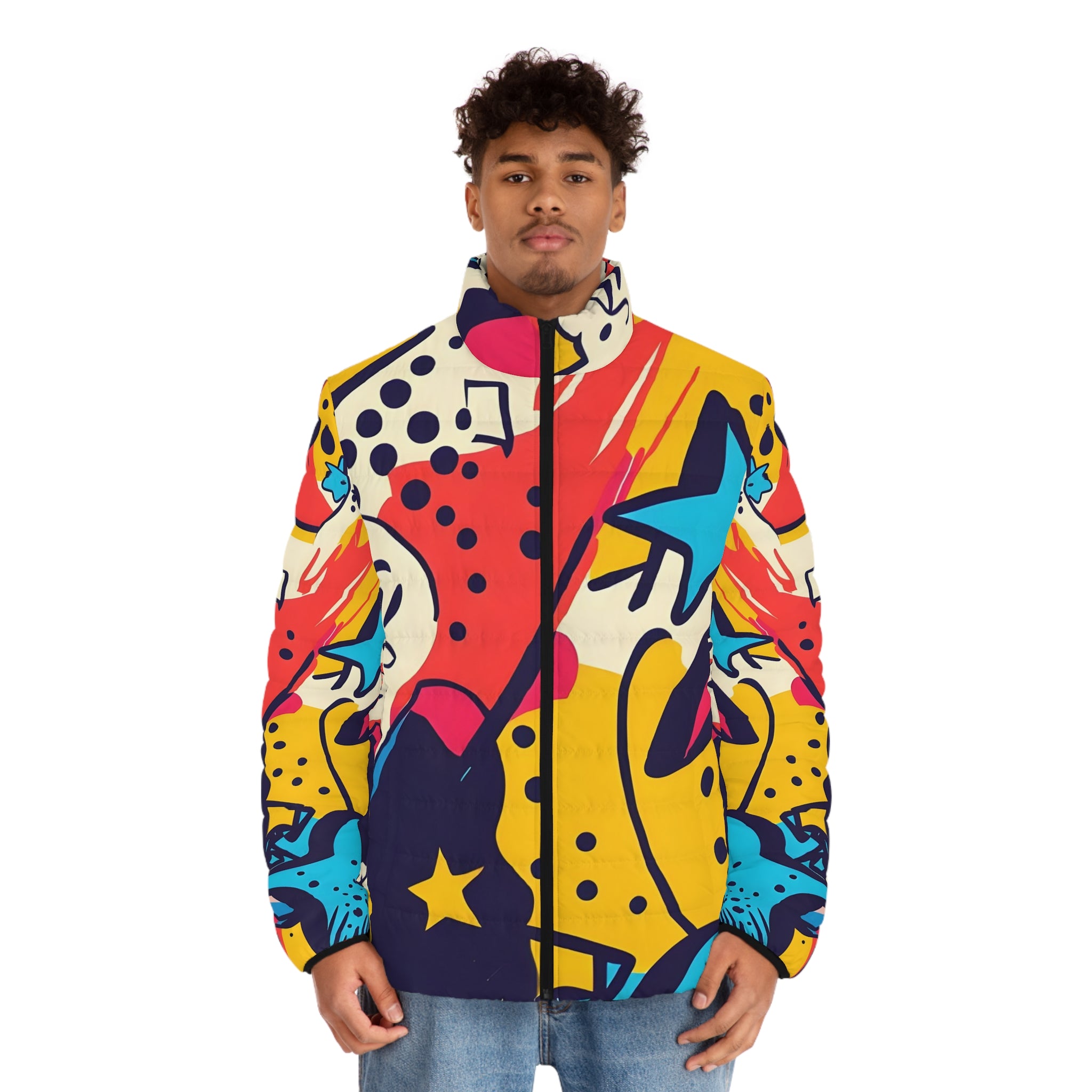 Comic x Pop Art Men's Puffer Jacket (AOP), Artsulli - Art is Long, Life is Short, All Over Prints, , , , , , , 