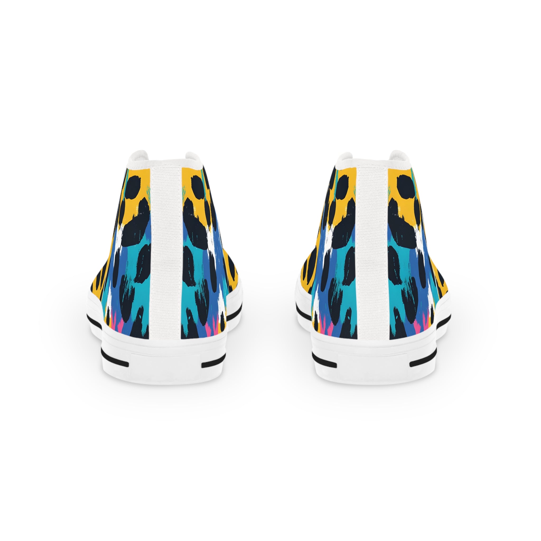 Leopard Print x Paint Brush Strokes Multi-Color Men's High Top Sneakers, Artsulli - Art is Long, Life is Short, Shoes, , , , , , , 
