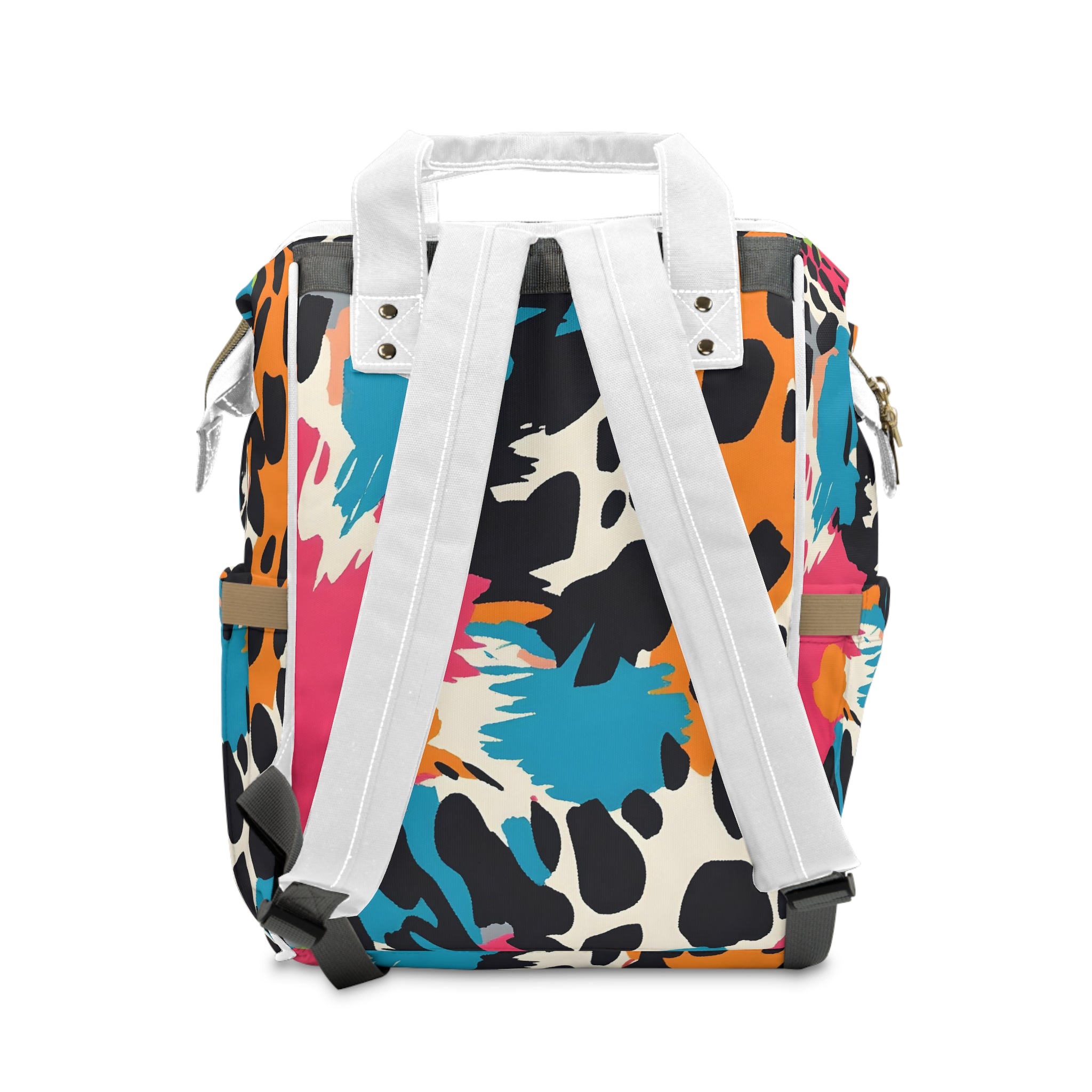 Wild Brush Strokes x Animal Print Multi-Color Multifunctional Diaper Backpack, Artsulli - Art is Long, Life is Short, Bags, , , , , , , 
