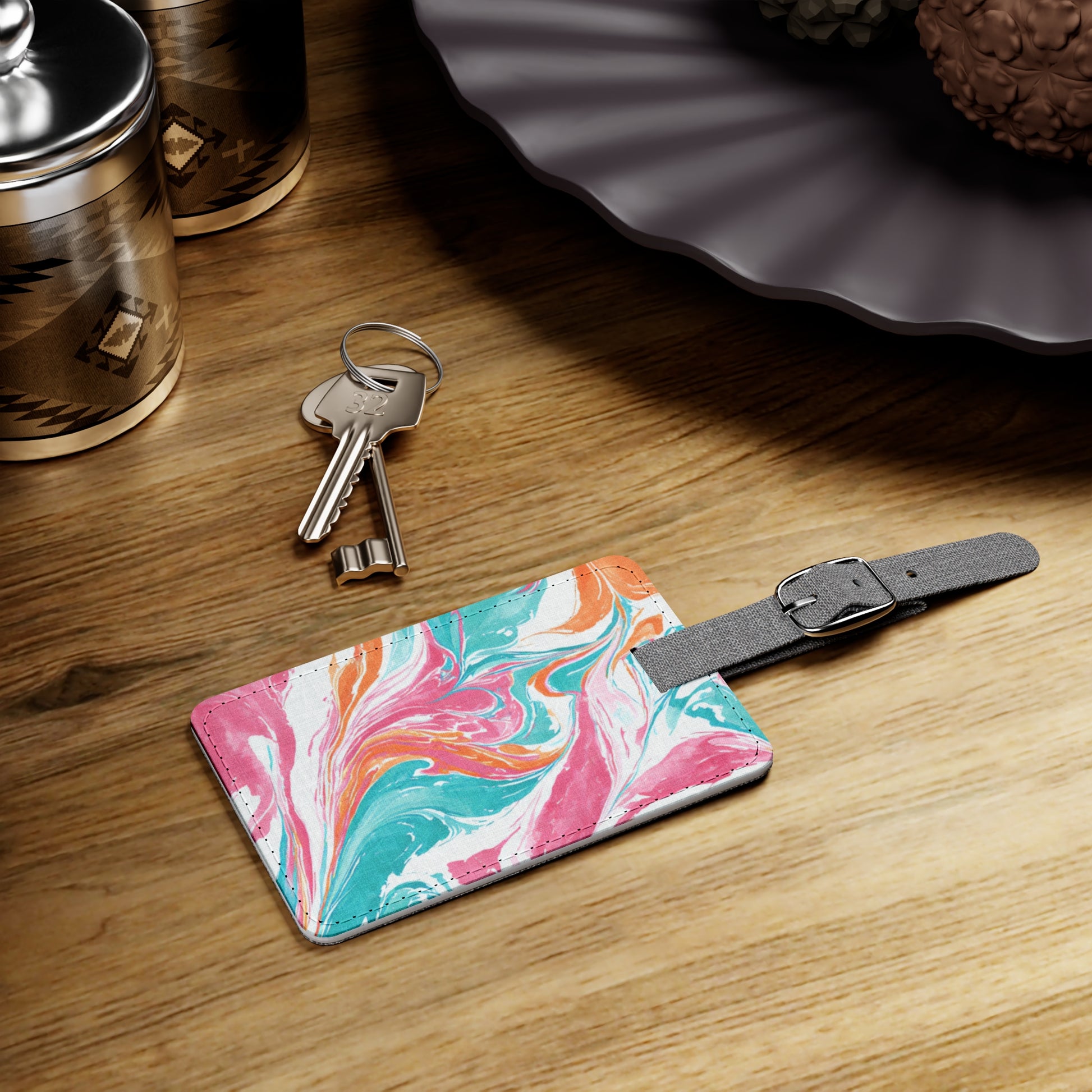 Liquid Pastel Spill Multi-Color Saffiano Polyester Luggage Tag, Rectangle, Artsulli - Art is Long, Life is Short, Accessories, , , , , , , 
