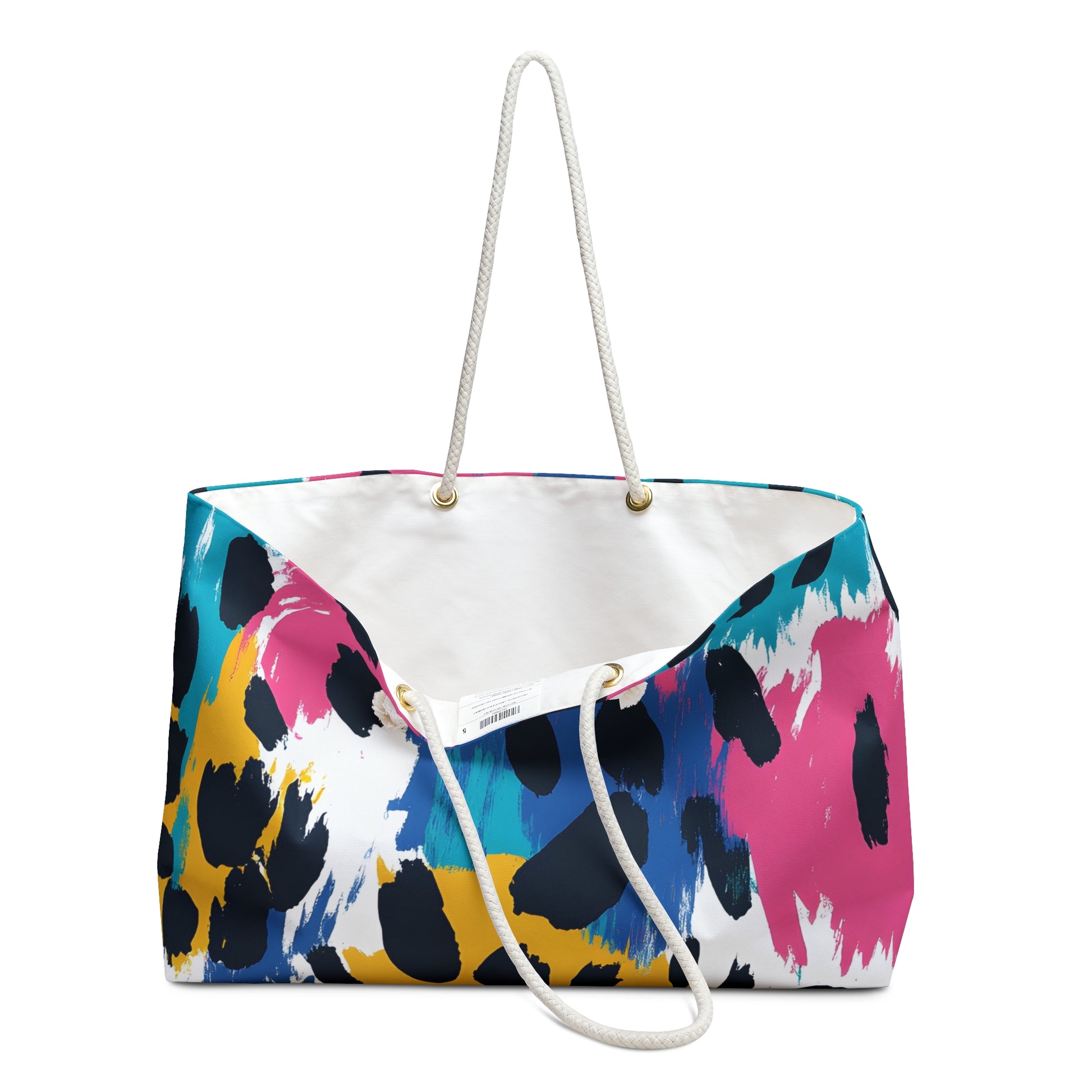 Leopard Print x Paint Brush Strokes Multi-Color Weekender Bag, Artsulli - Art is Long, Life is Short, Bags, , , , , , , 