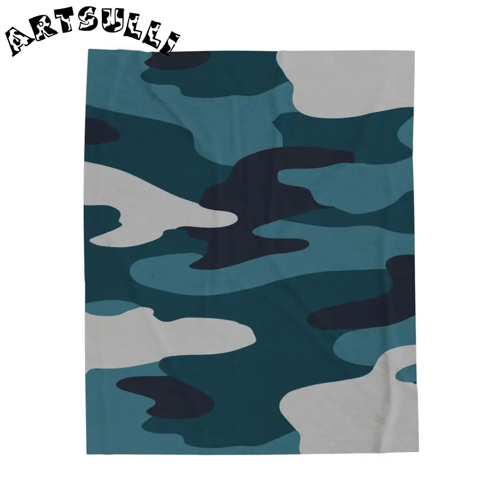 JAKKOUTTHEBXX Blue Camouflage Velveteen Plush Blanket JAKKOUTTHEBXX