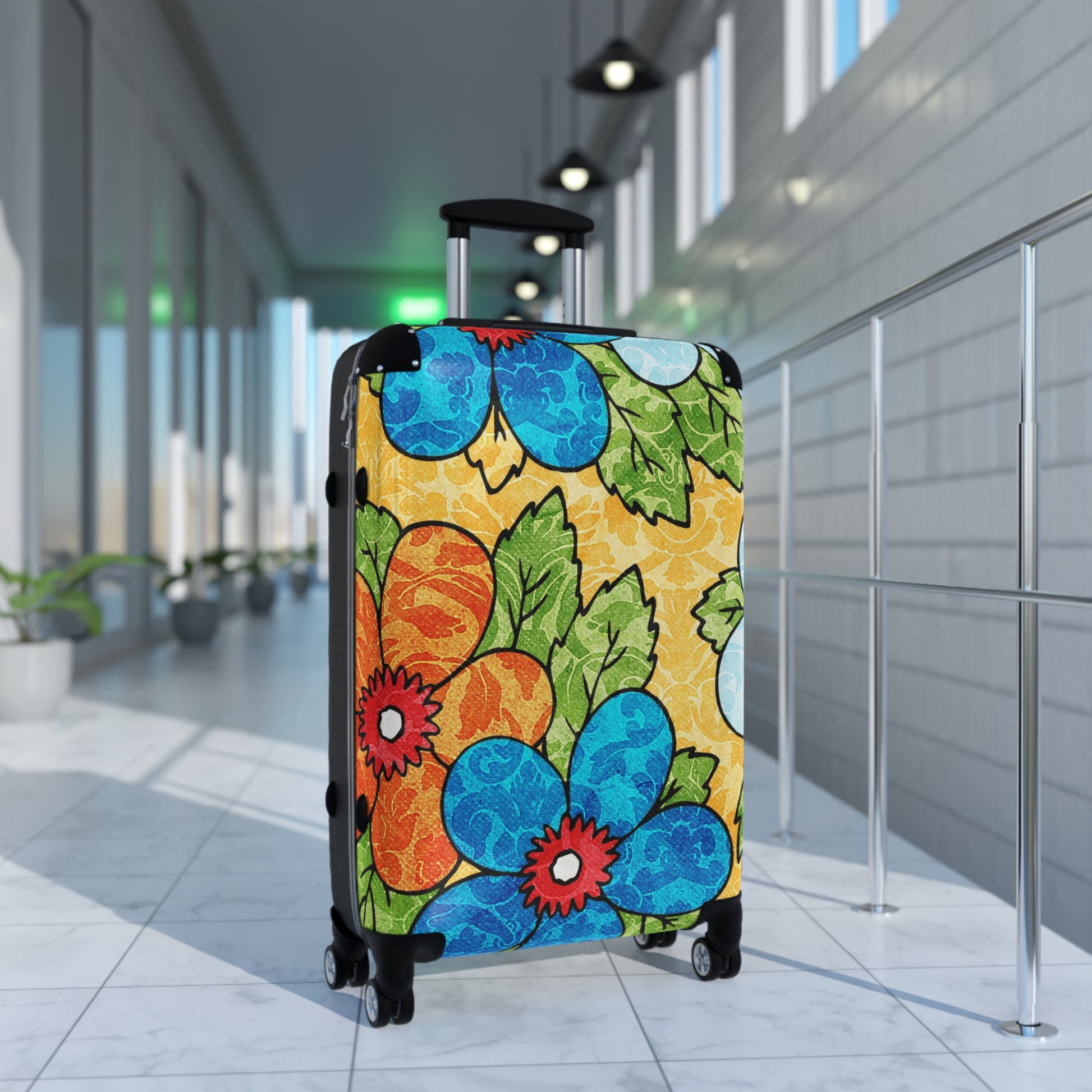 Groovy Yellow Floral Kl Suitcase, Artsulli - Art is Long, Life is Short, Bags, , , , , , , 