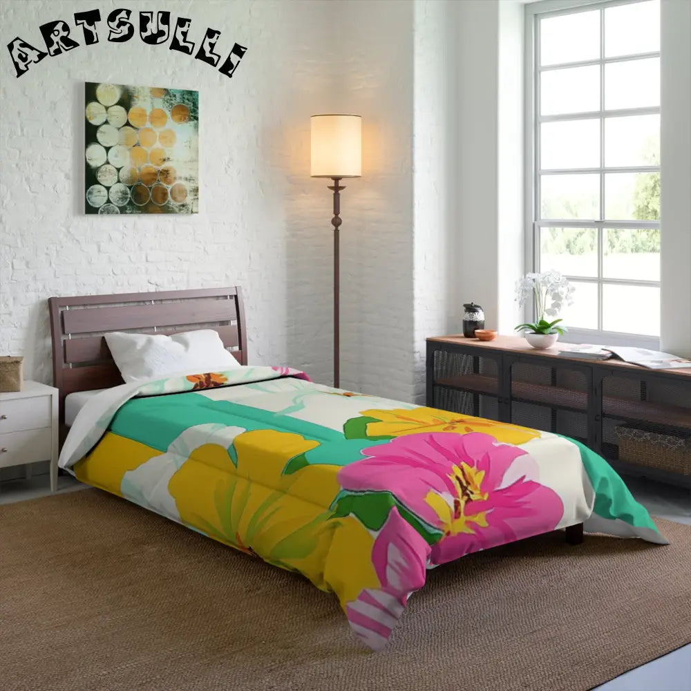 JAKKOUTTHEBXX Colorful Floral Stripe Duvet Cover - JAKKOUTTHEBXX