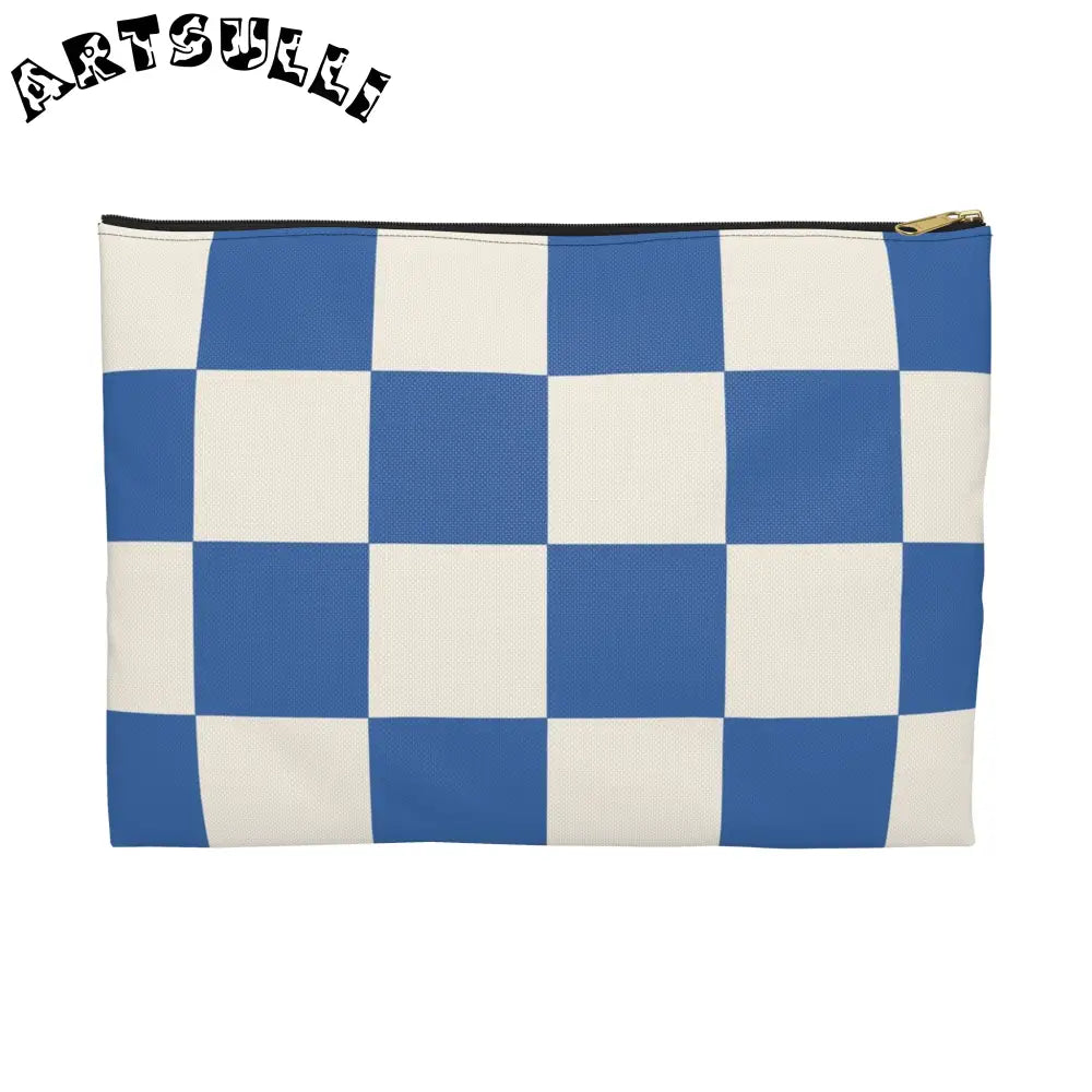 JAKKOUTTHEBXX Checkerboard Blue Accessory Pouch JAKKOUTTHEBXX